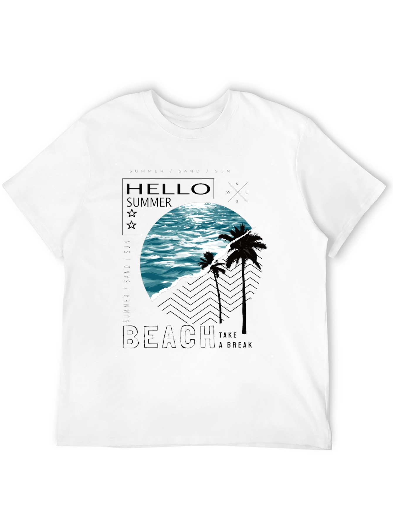 Summer Beach Graphic T-Shirt - Black