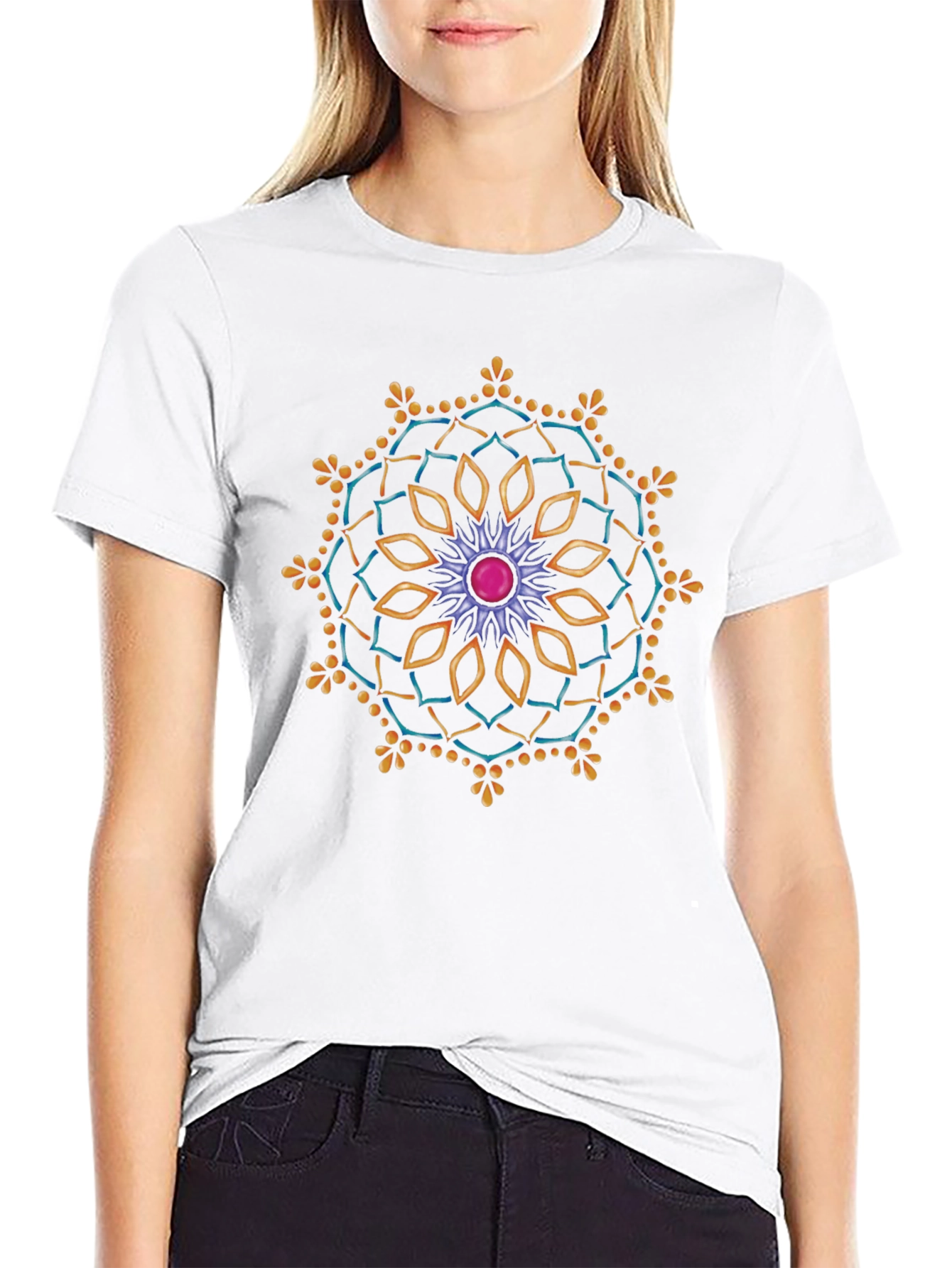 Mandala Graphic Tee - Black Cotton T-Shirt