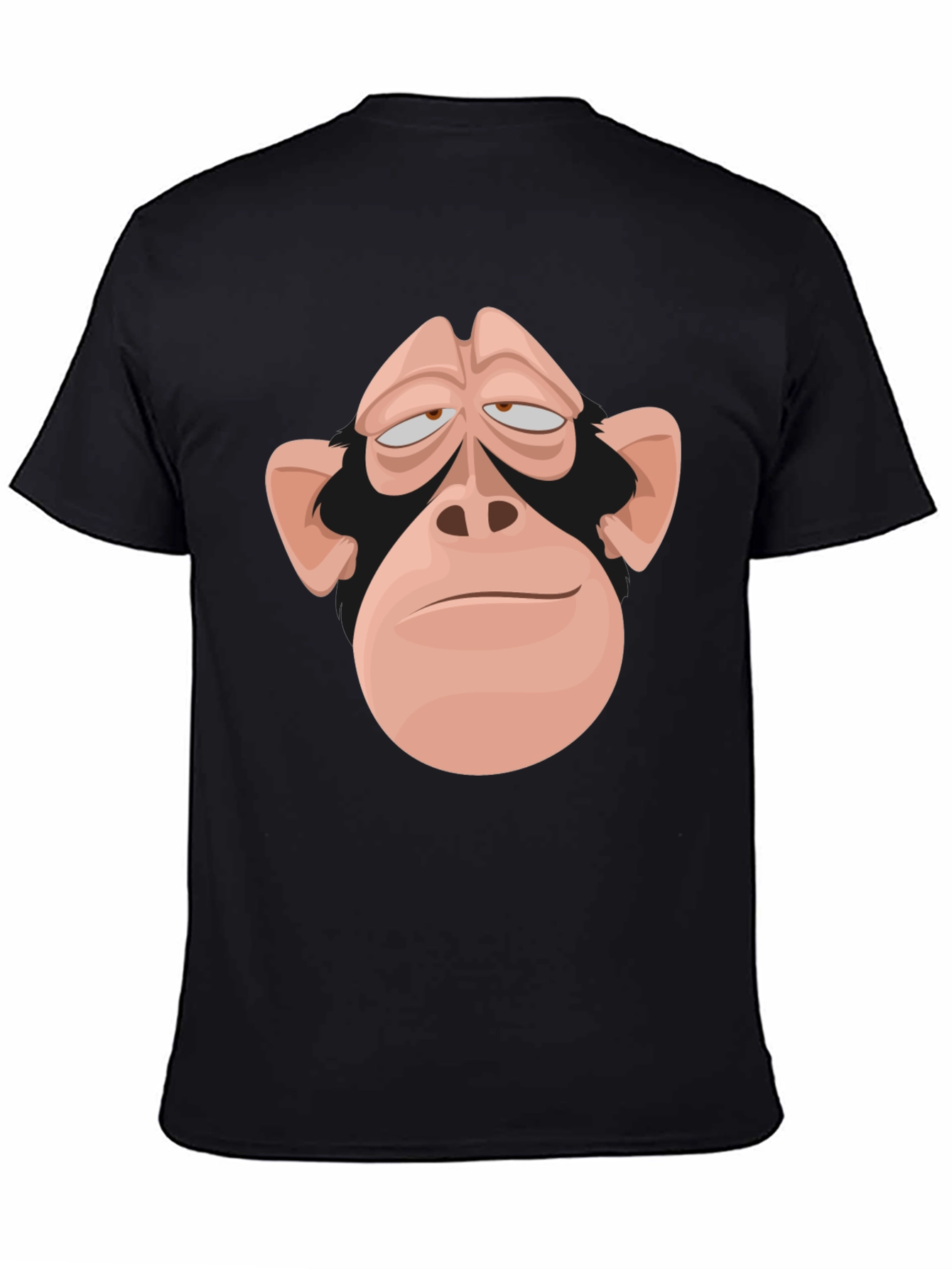 Funny Monkey Face Graphic Tee - Black Cotton T-Shirt