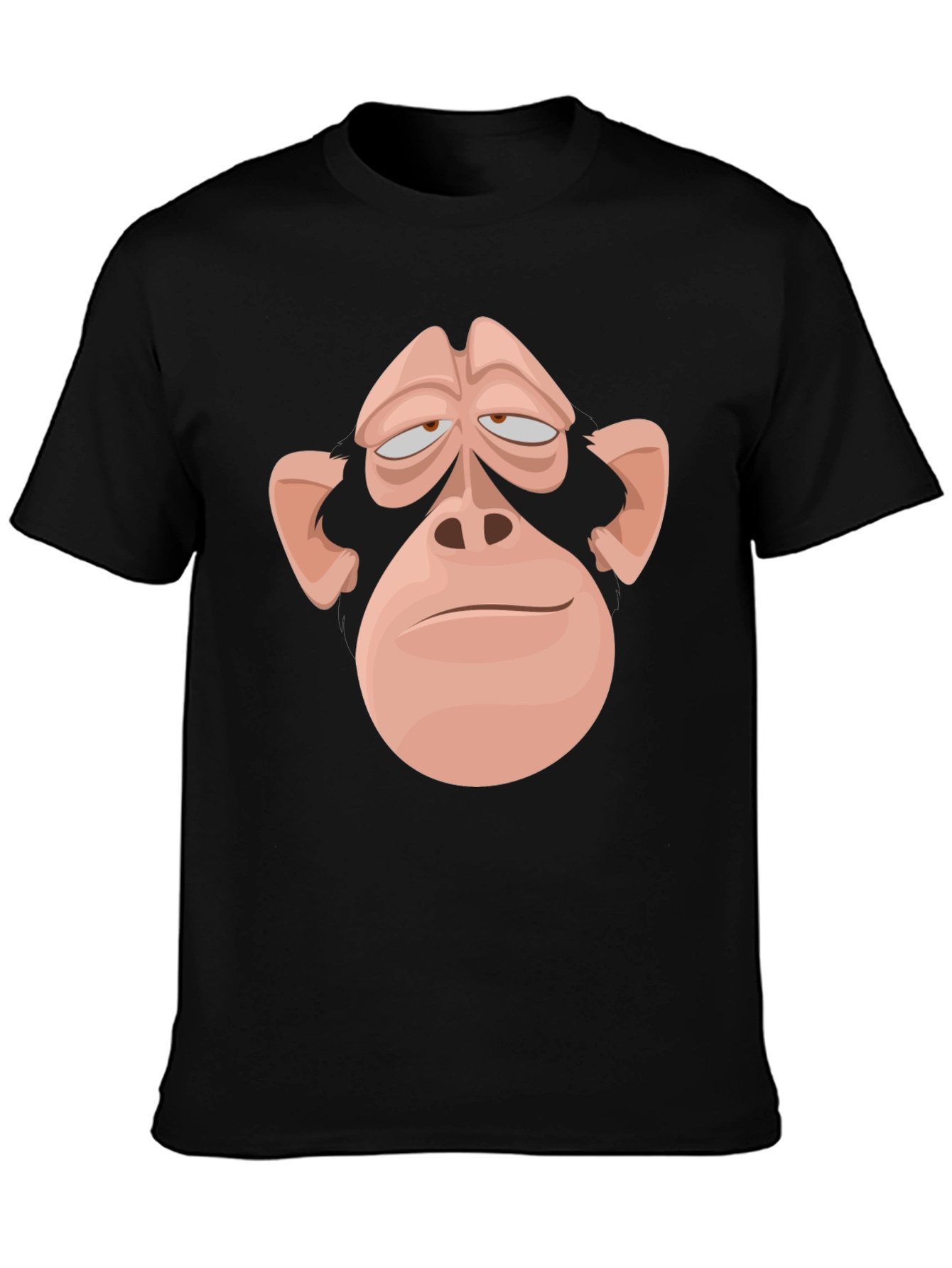 Funny Monkey Face Graphic Tee - Black Cotton T-Shirt