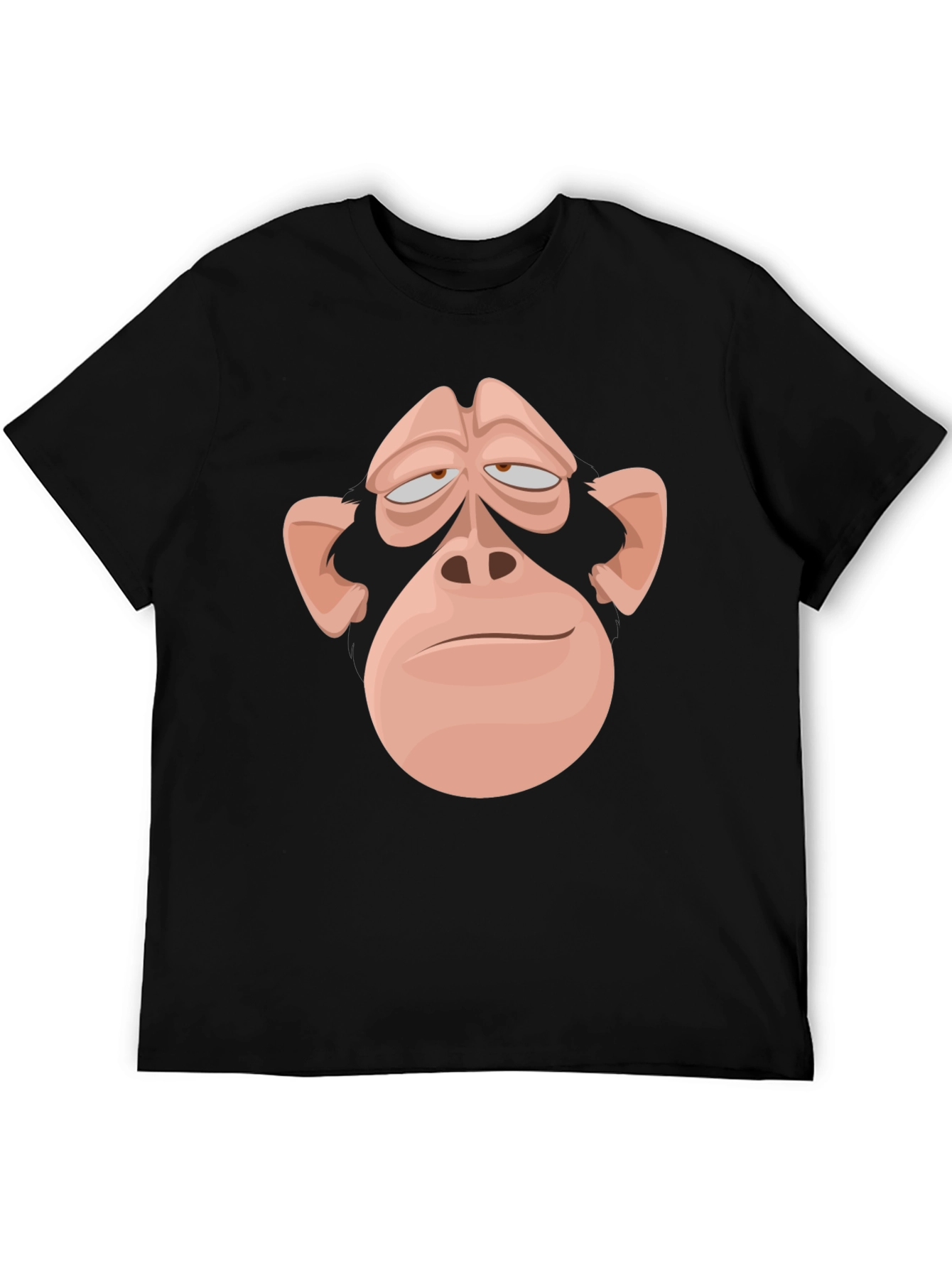 Funny Monkey Face Graphic Tee - Black Cotton T-Shirt