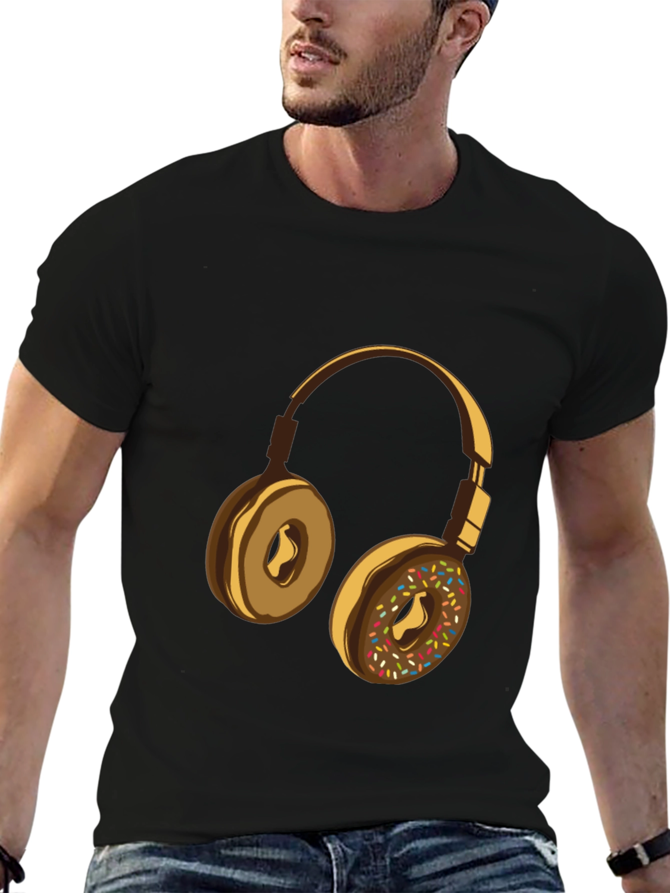 Donut Headphones Graphic Tee - Music Lovers Shirt
