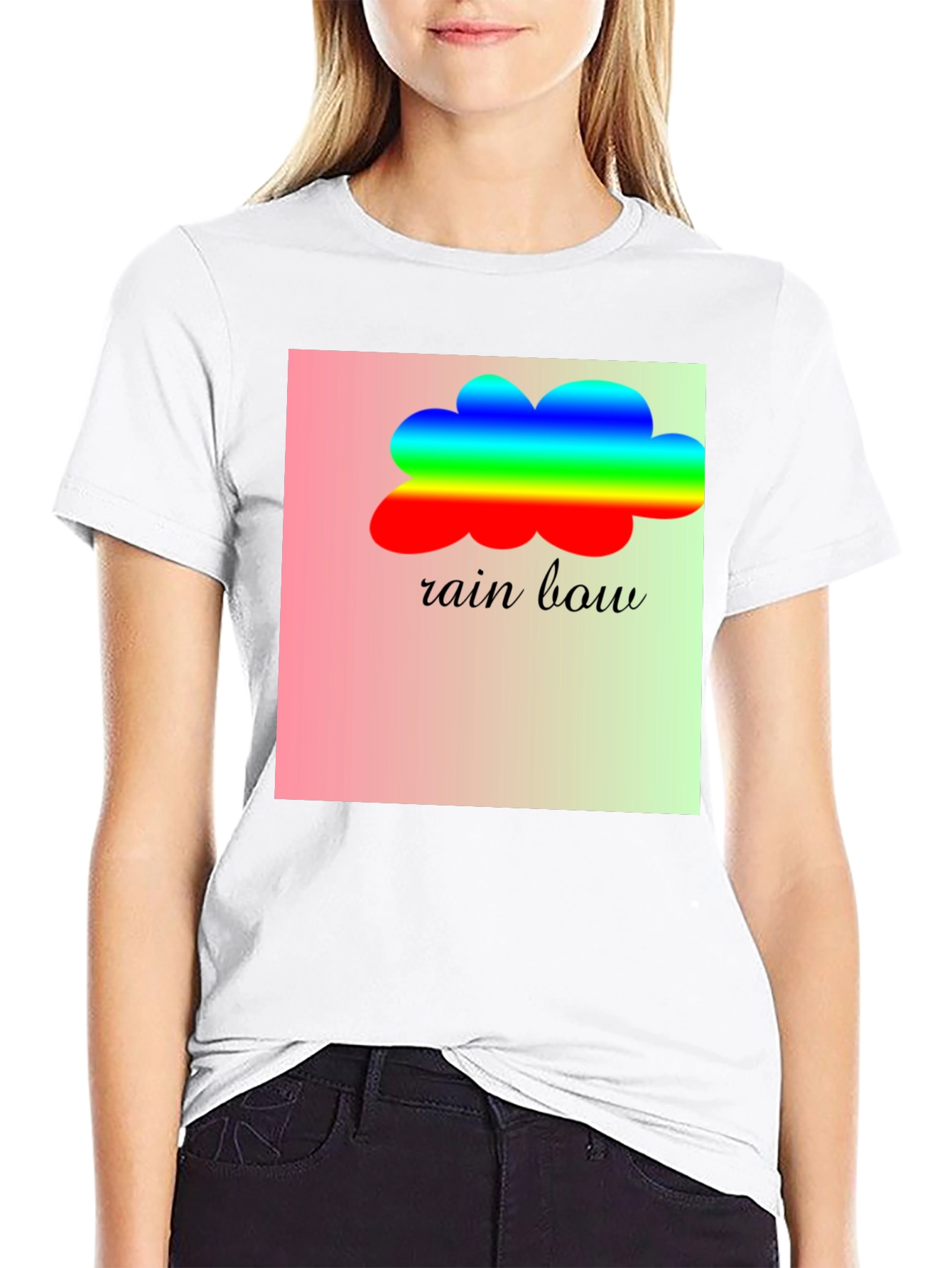 Rainbow Cloud Graphic Tee - Stylish Black T-Shirt