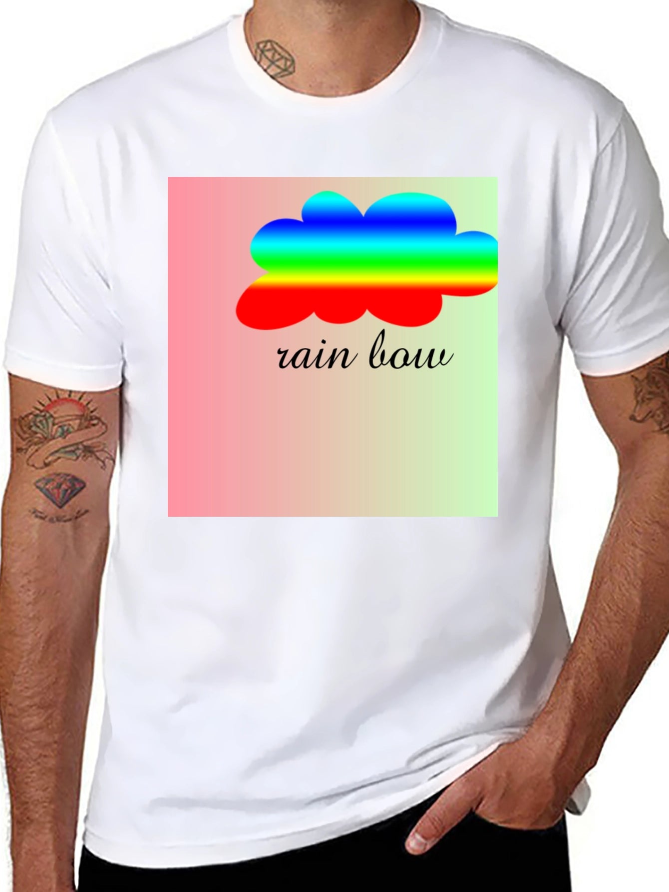 Rainbow Cloud Graphic Tee - Stylish Black T-Shirt