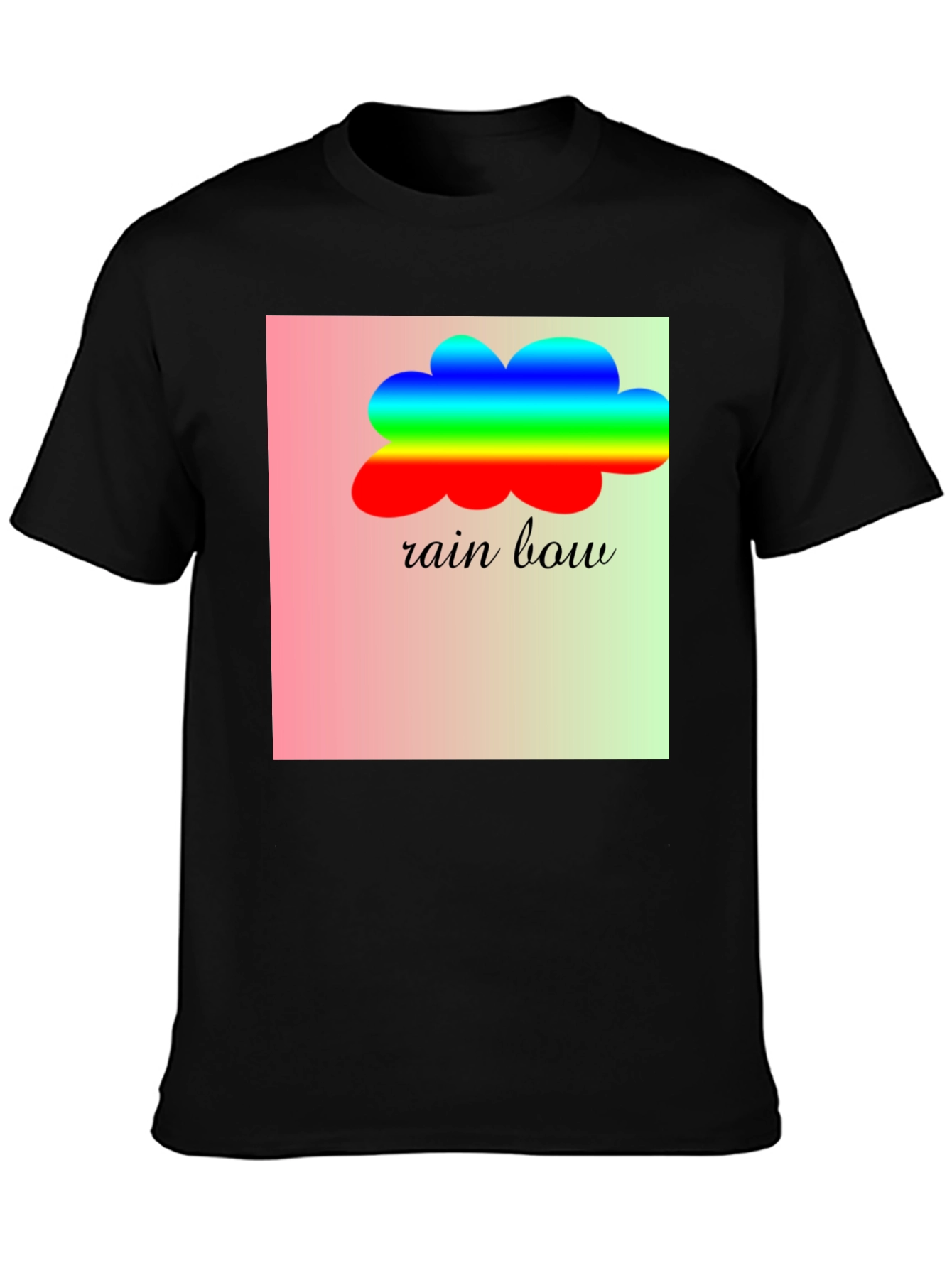Rainbow Cloud Graphic Tee - Stylish Black T-Shirt