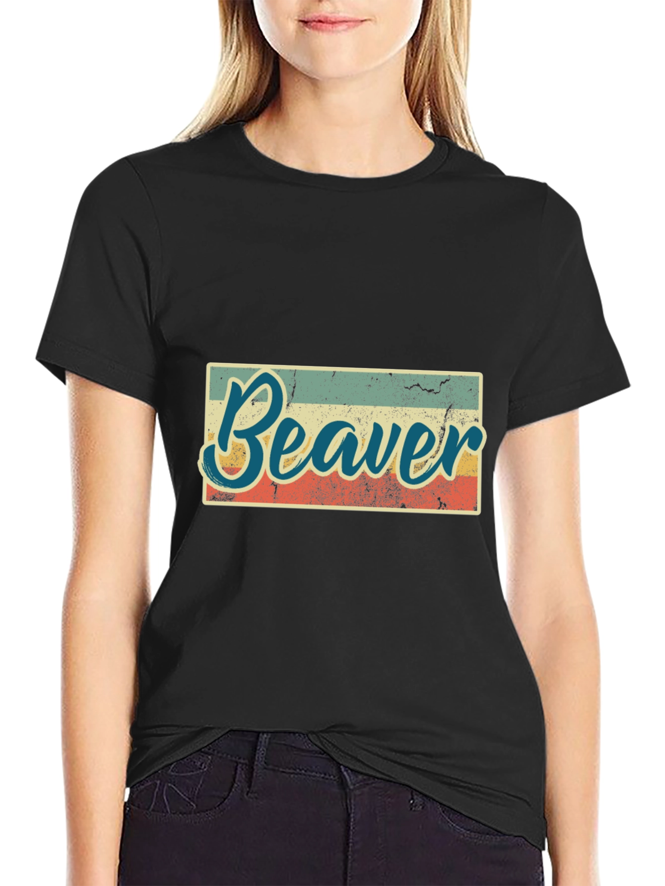 Retro Beaver Graphic T-Shirt - Unisex Black Tee