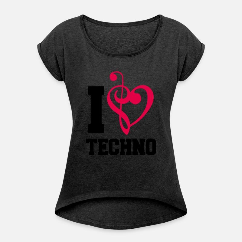 I Love Techno Music Party DJ Clef Bass Note Heart