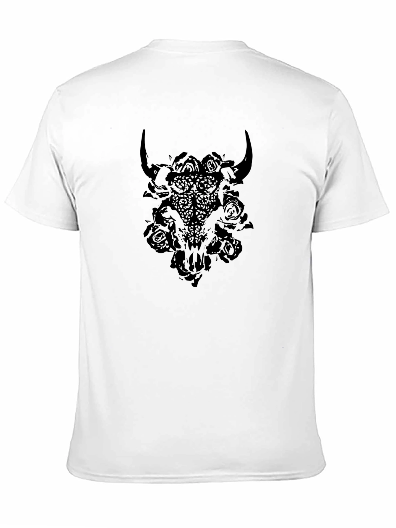 Black Bull Skull & Roses Graphic Tee