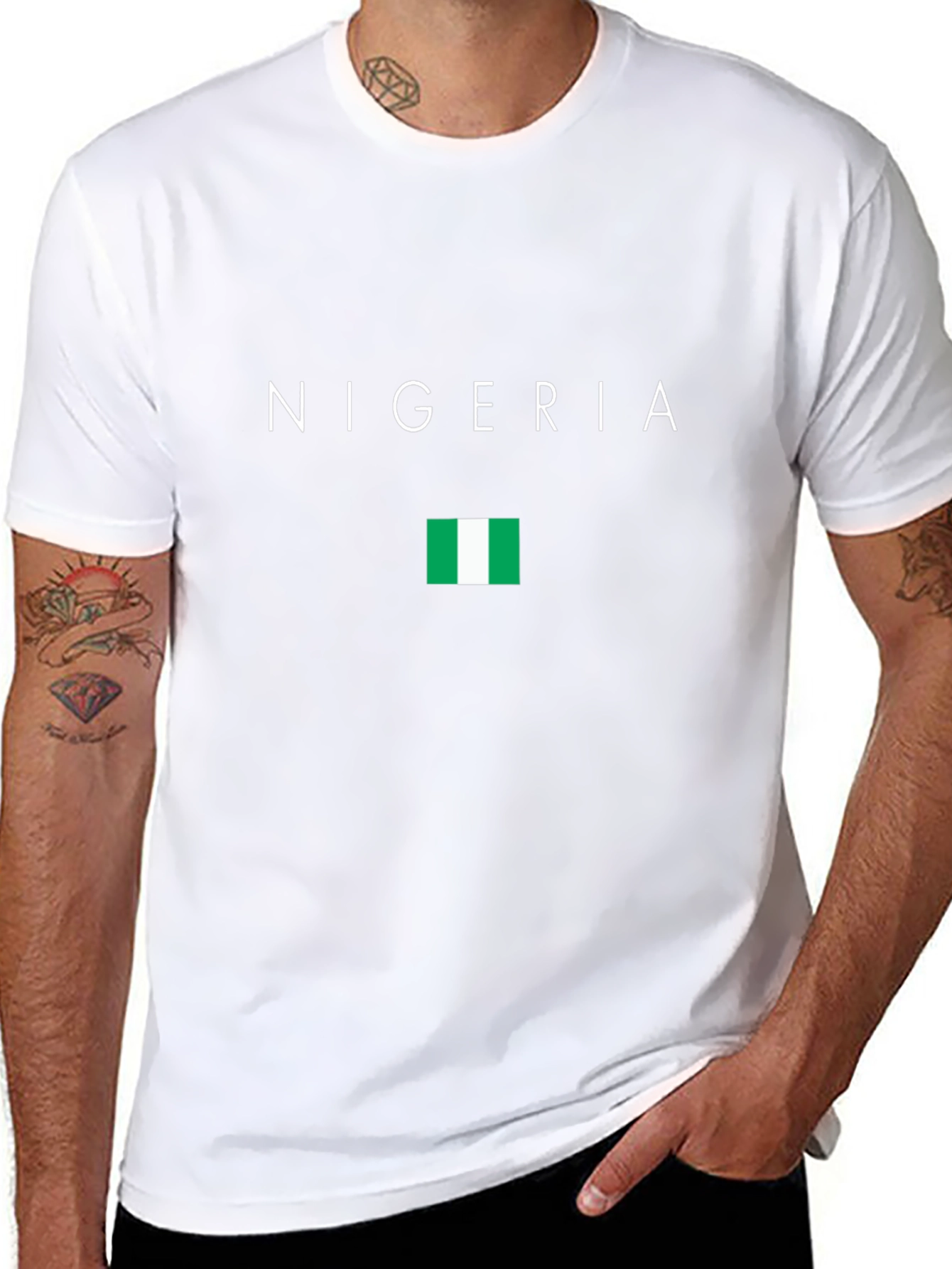 Nigeria Flag T-Shirt - Black Cotton Tee