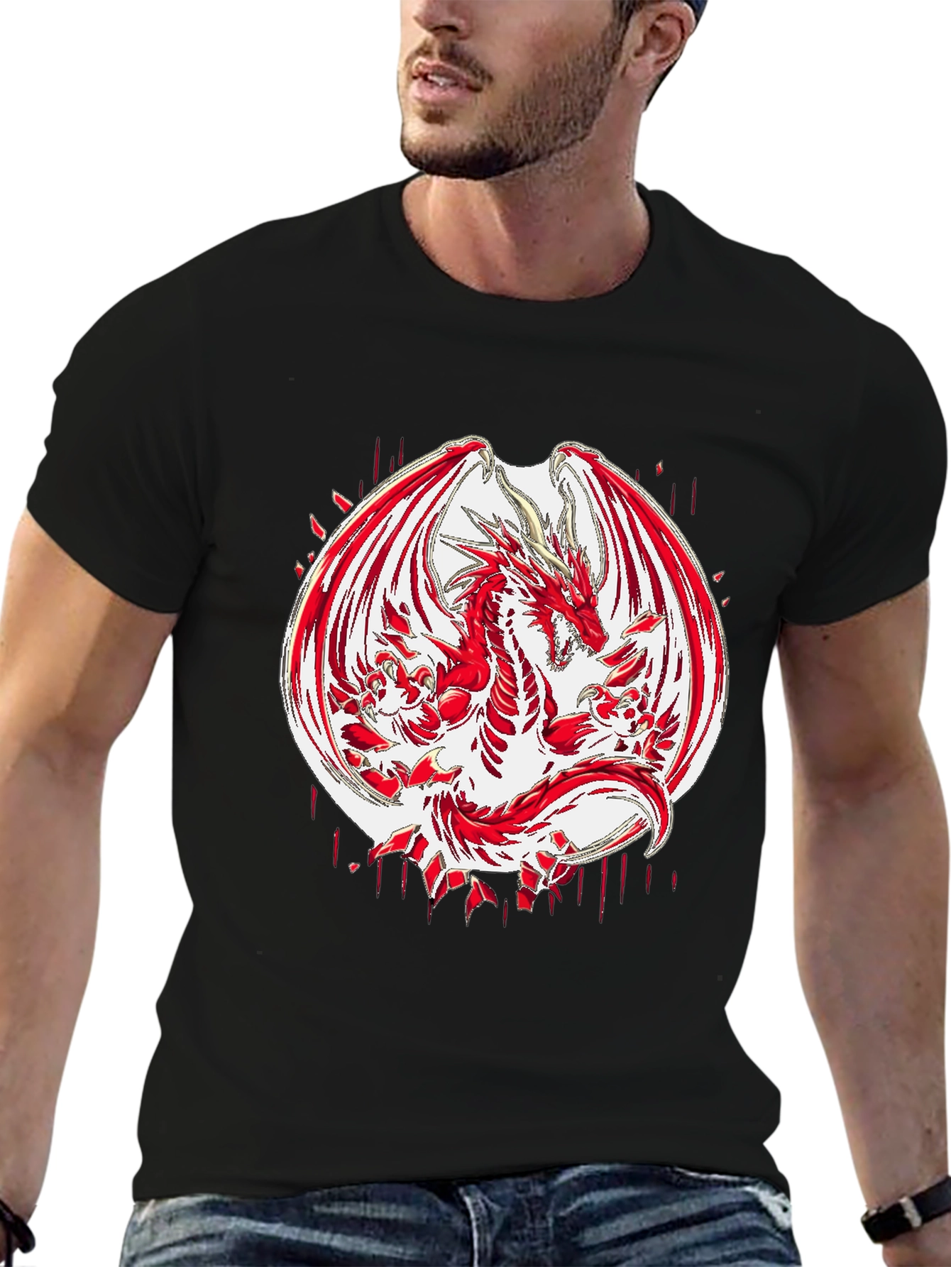 Red Dragon Graphic Black T-Shirt