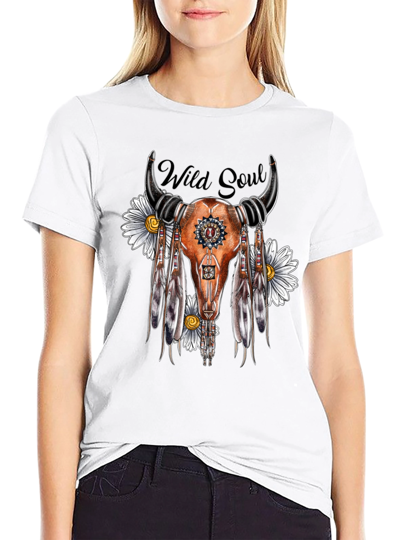 Wild Soul Skull Graphic Tee - Black
