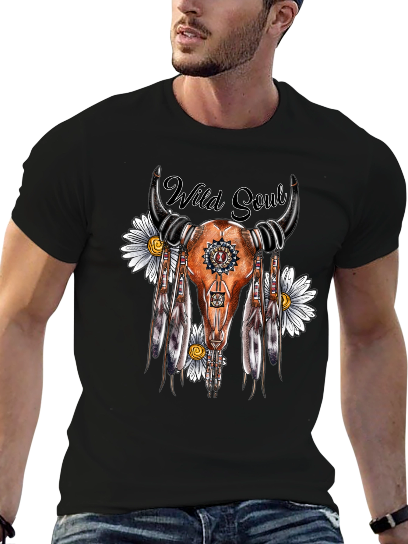 Wild Soul Skull Graphic Tee - Black