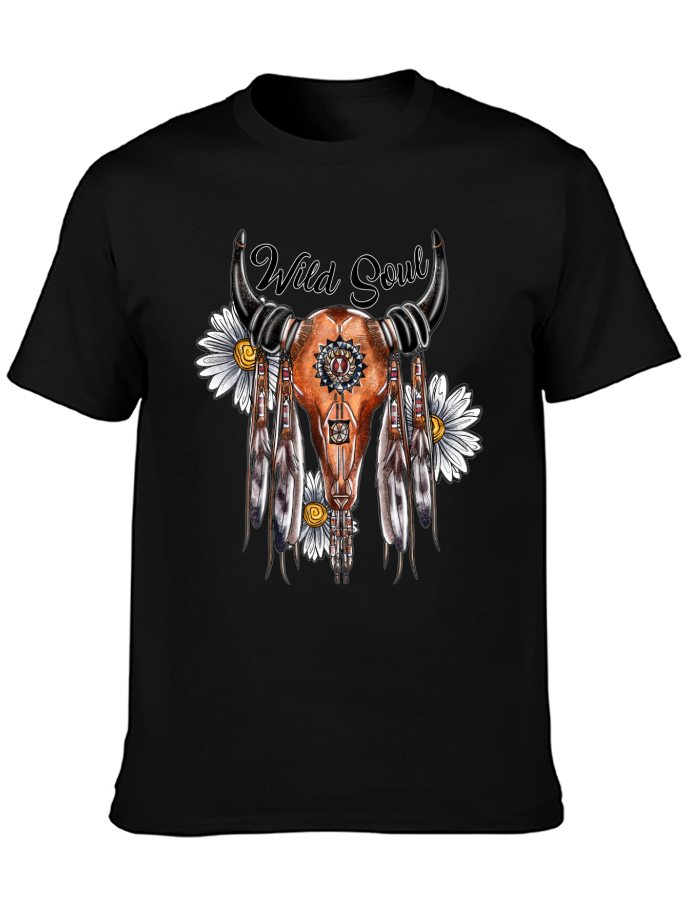 Wild Soul Skull Graphic Tee - Black