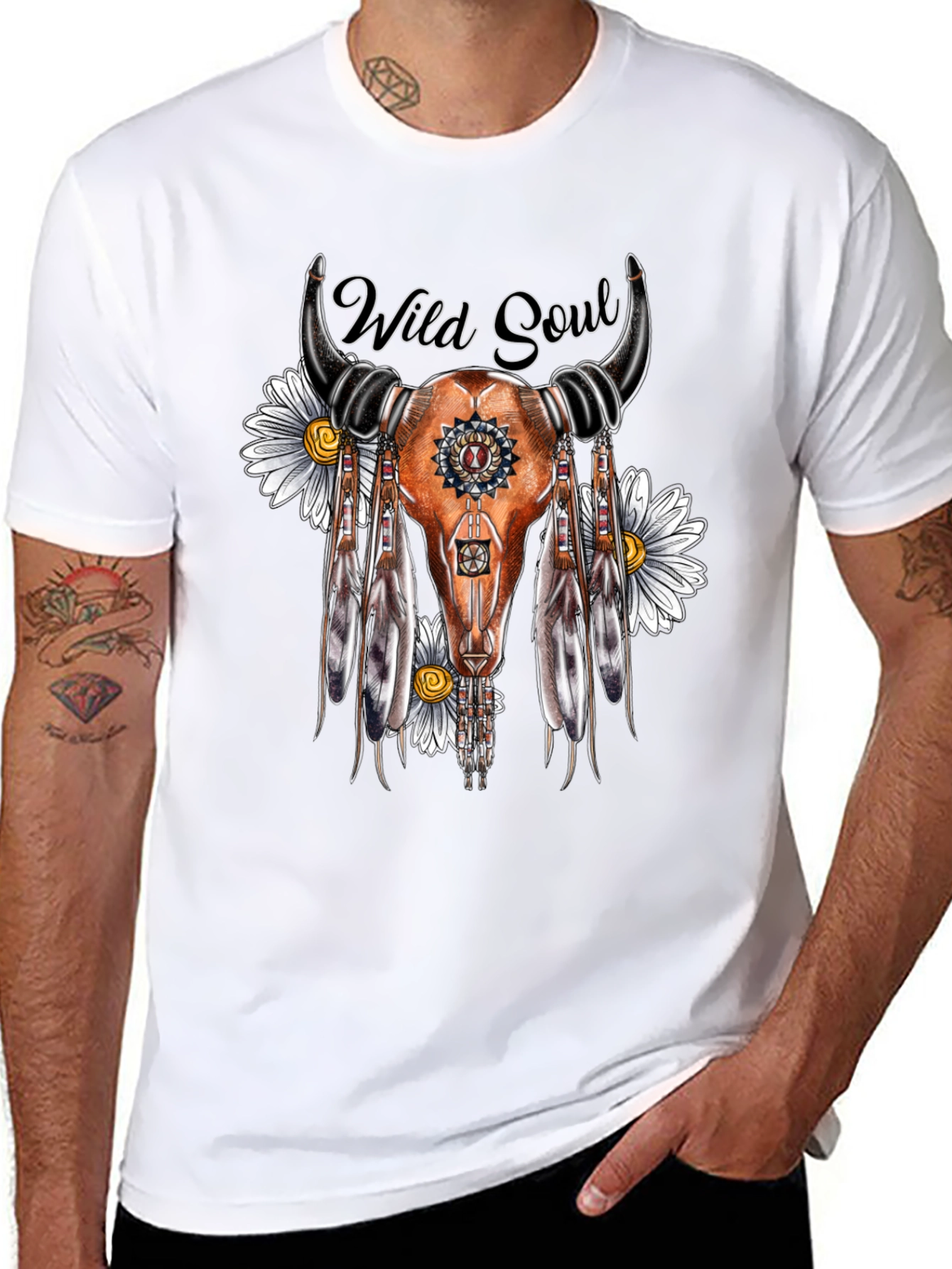 Wild Soul Skull Graphic Tee - Black
