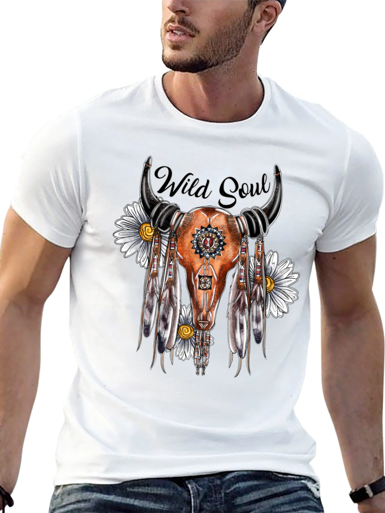 Wild Soul Skull Graphic Tee - Black