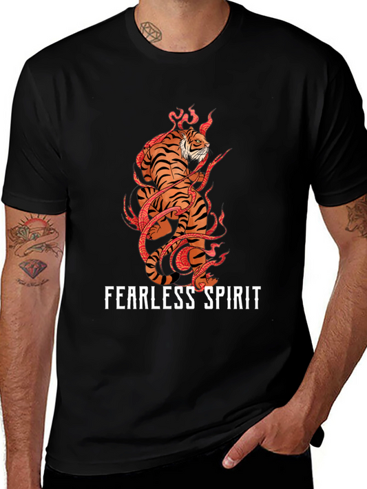 Fearless Spirit Tiger Graphic Tee - Black Cotton Comfort