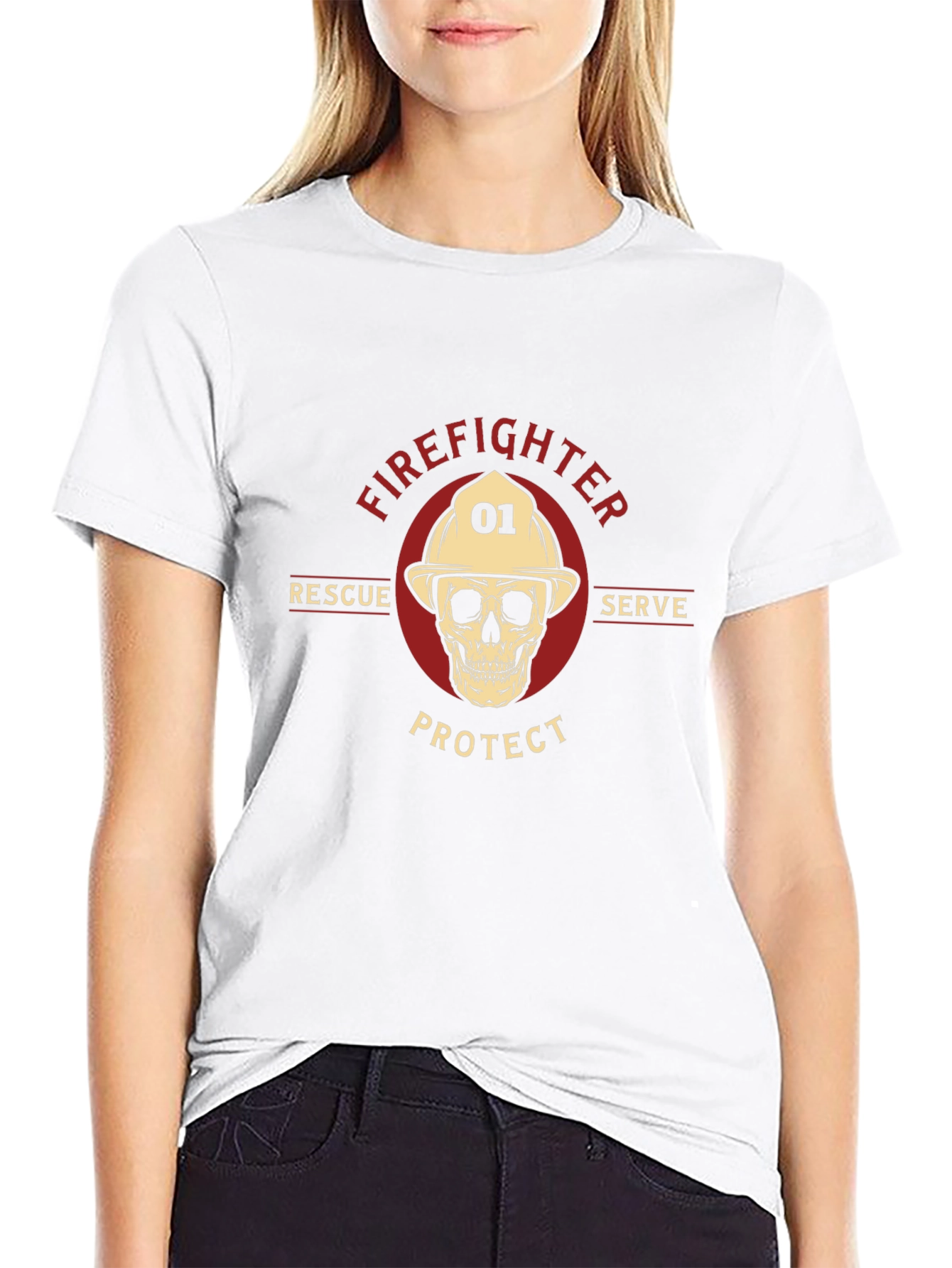 Firefighter Skull Graphic Tee - Rescue Serve Protect