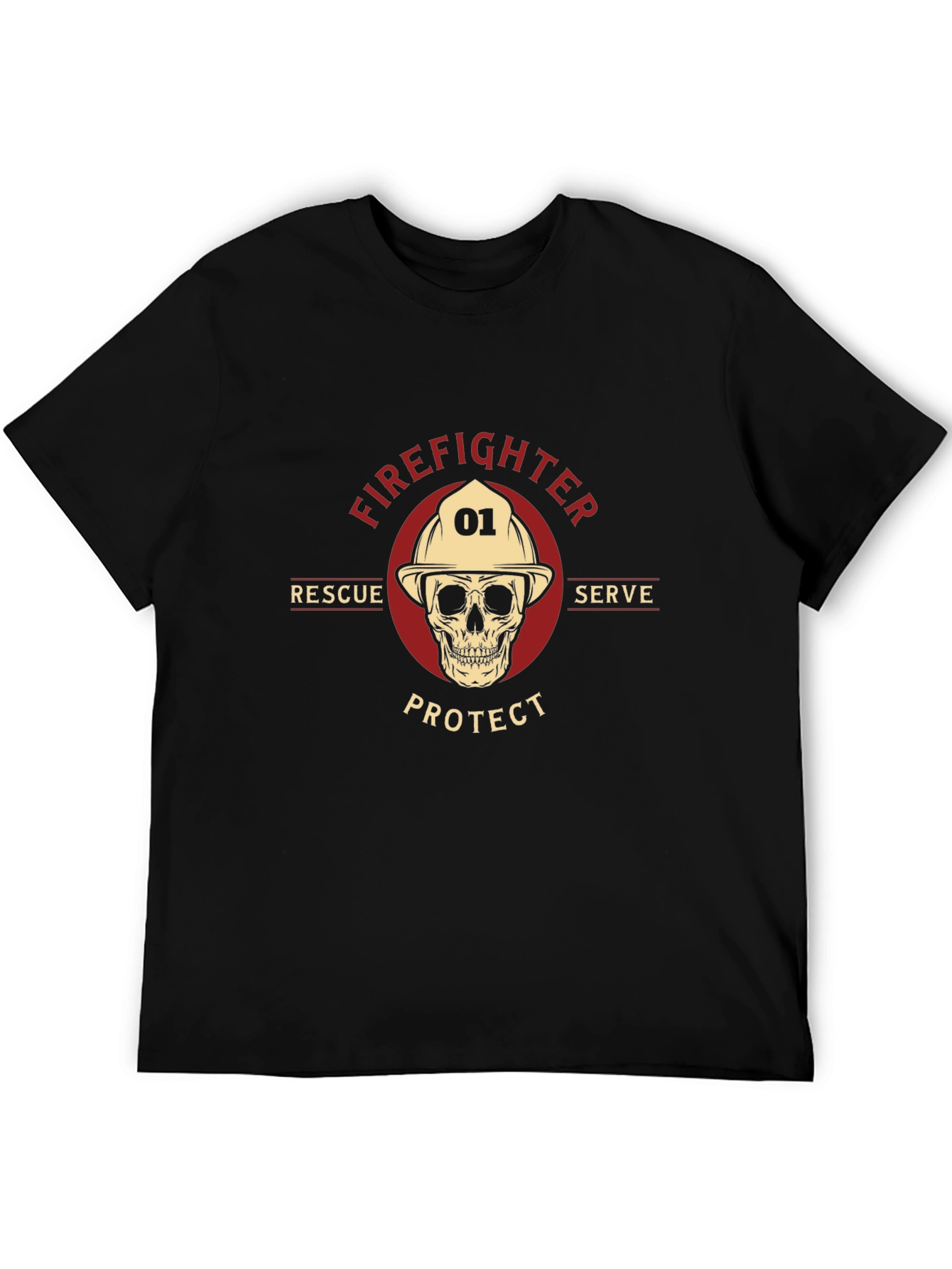 Firefighter Skull Graphic Tee - Rescue Serve Protect
