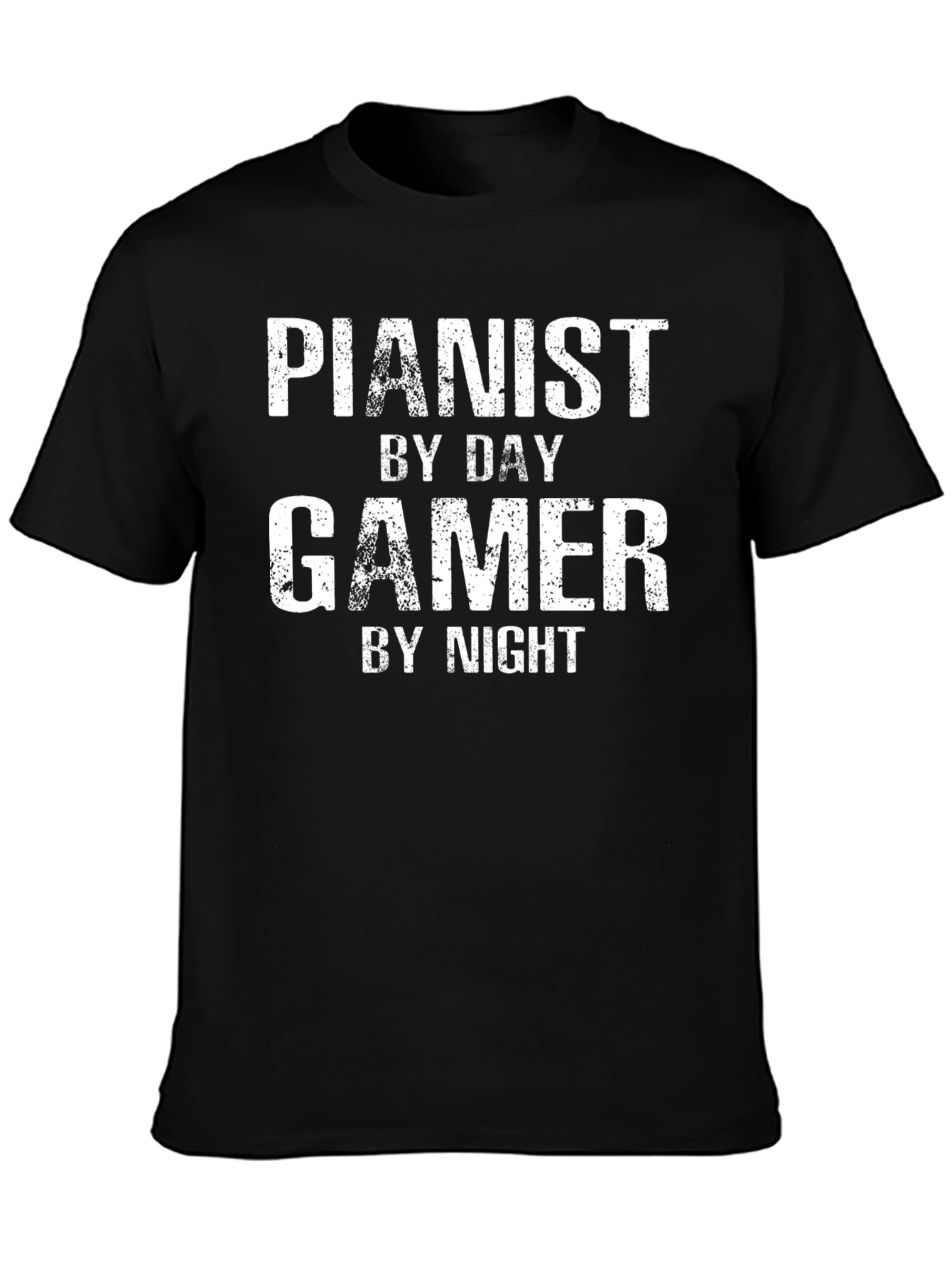 Pianist By Day Gamer By Night Black T-Shirt