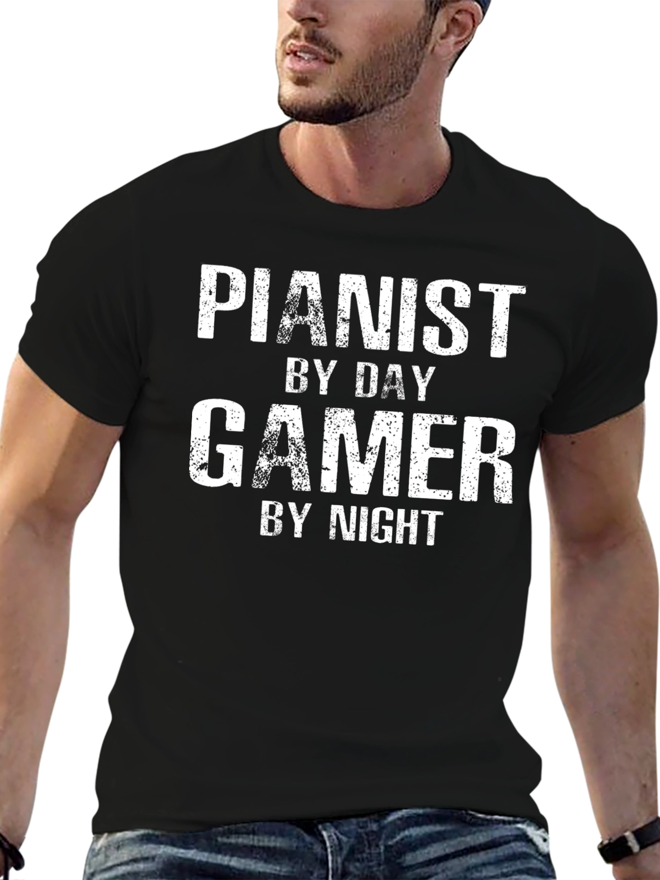 Pianist By Day Gamer By Night Black T-Shirt