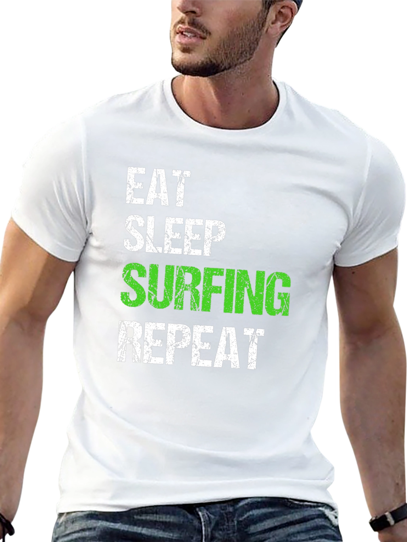 Eat Sleep Surfing Repeat Black T-Shirt