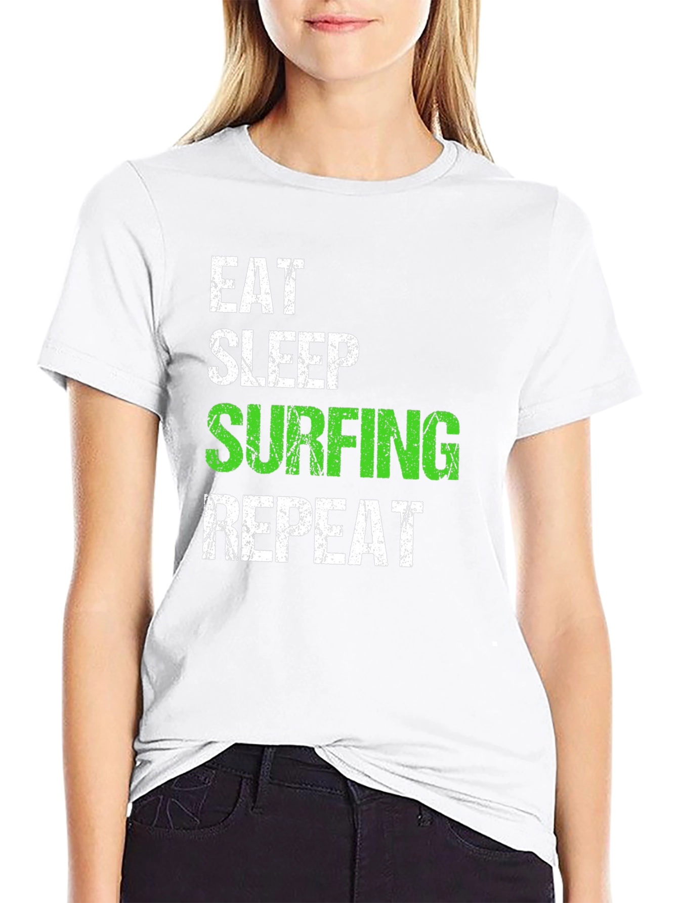 Eat Sleep Surfing Repeat Black T-Shirt