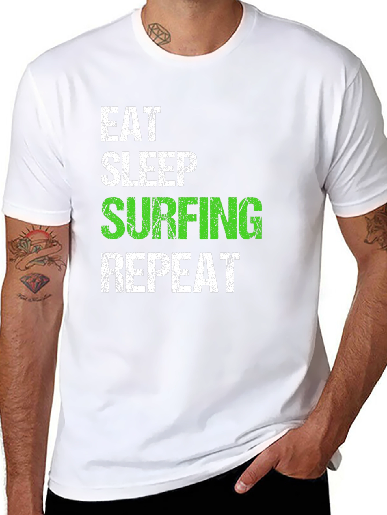 Eat Sleep Surfing Repeat Black T-Shirt
