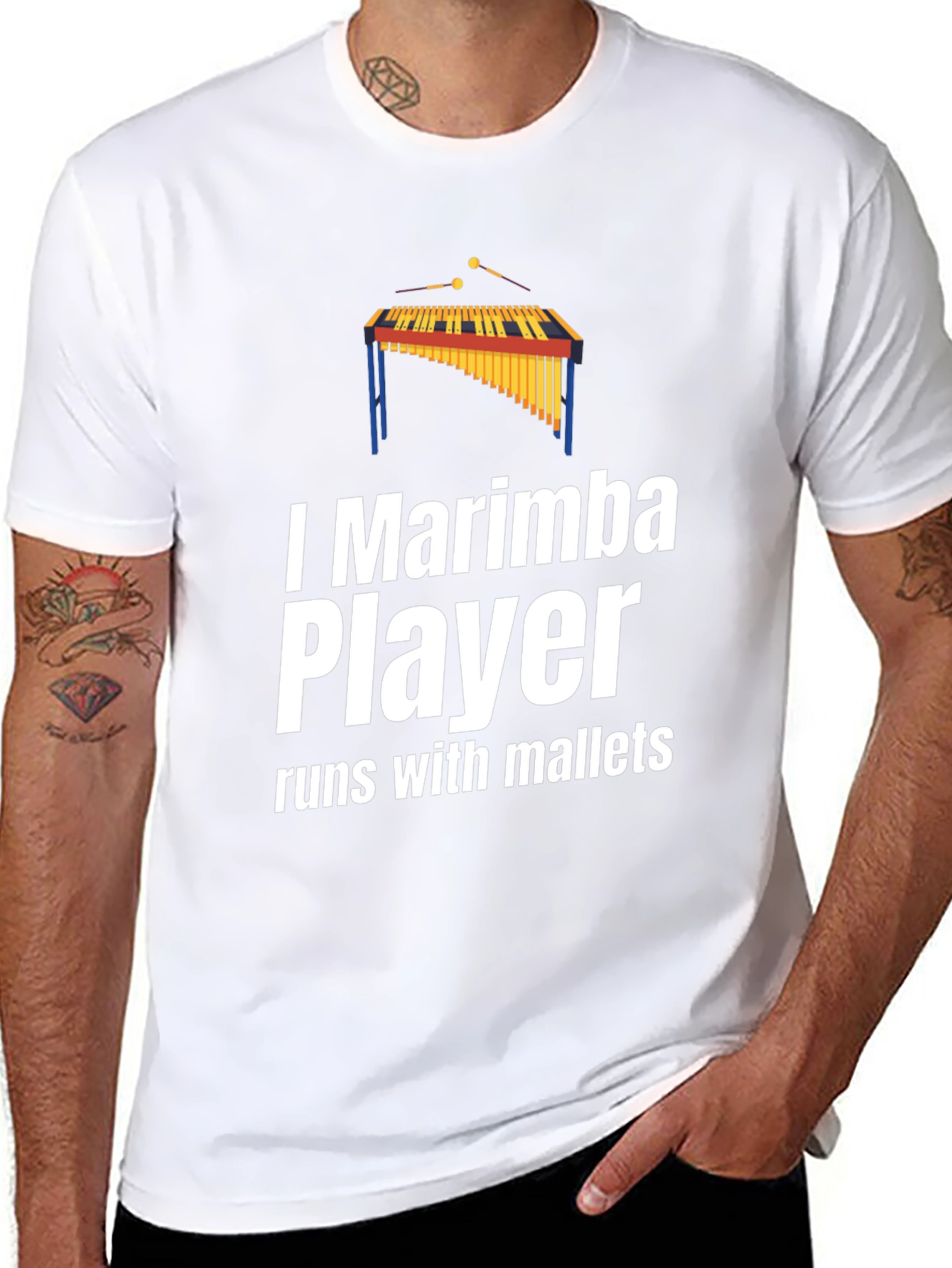 I Marimba Player T-Shirt - Runs With Mallets