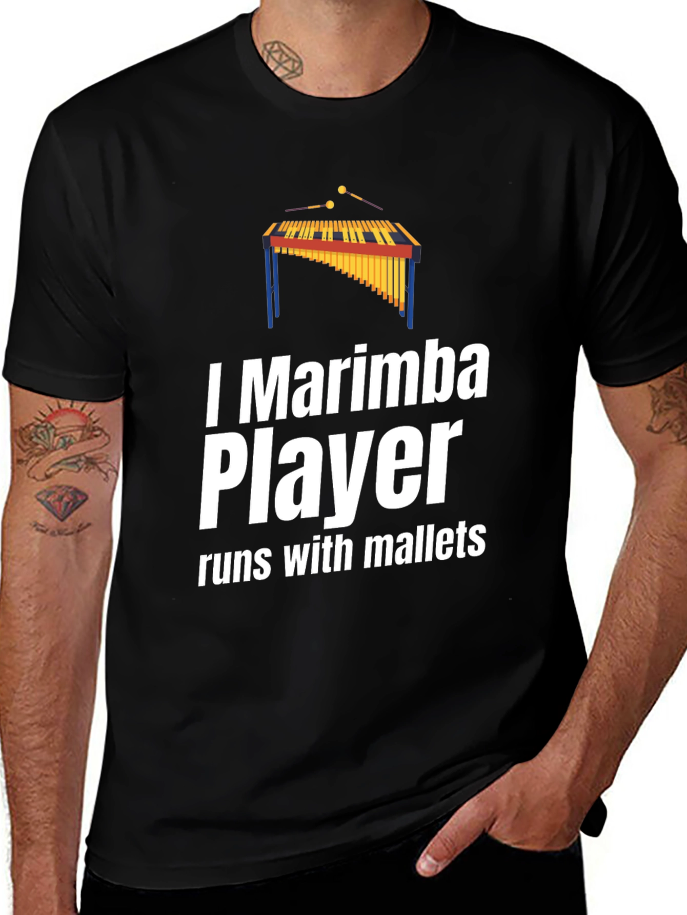I Marimba Player T-Shirt - Runs With Mallets
