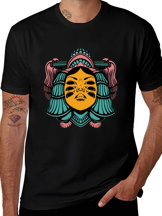 Surreal Four-Eyed Face Graphic T-Shirt
