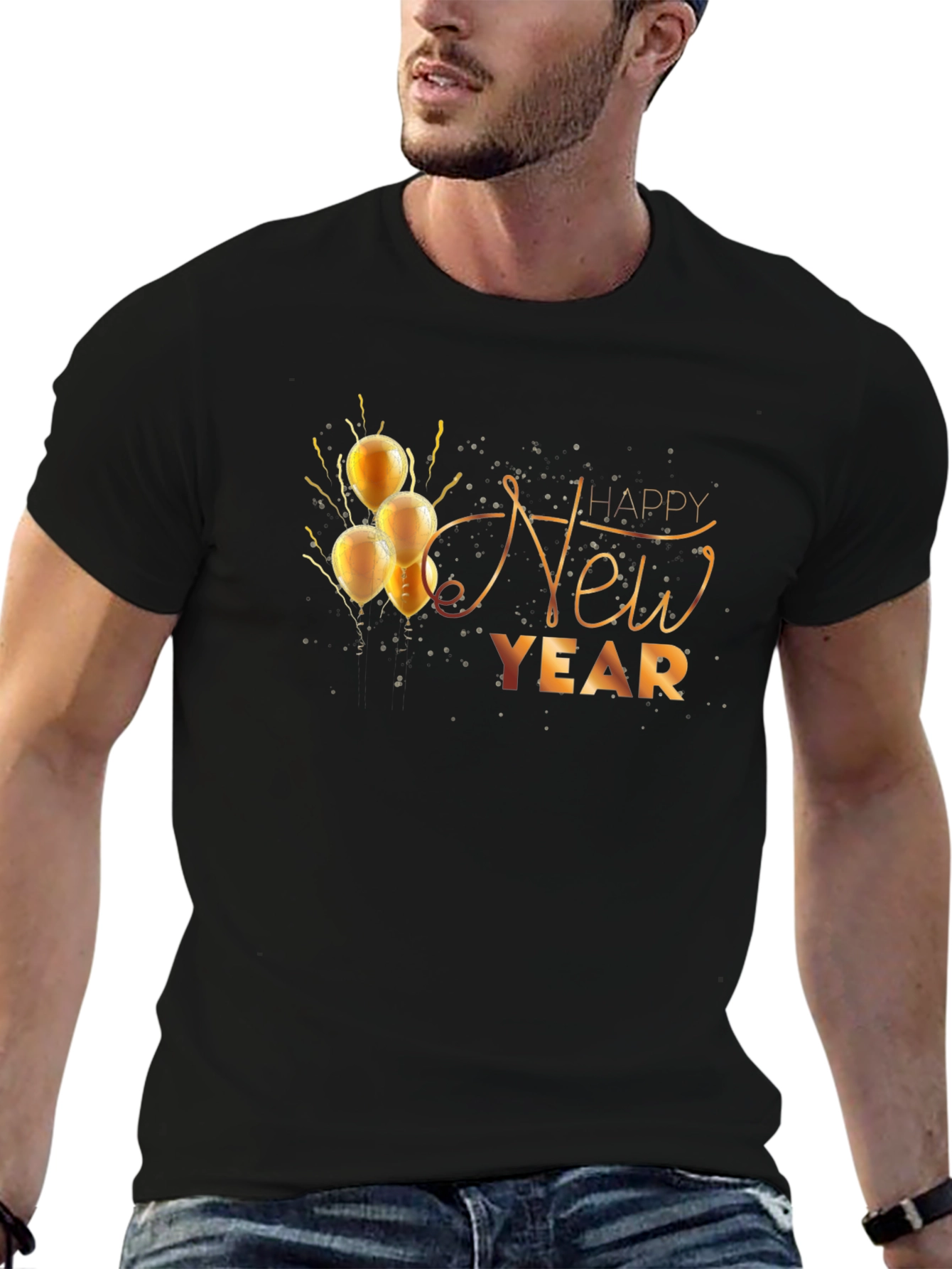 Happy New Year Black Graphic Tee