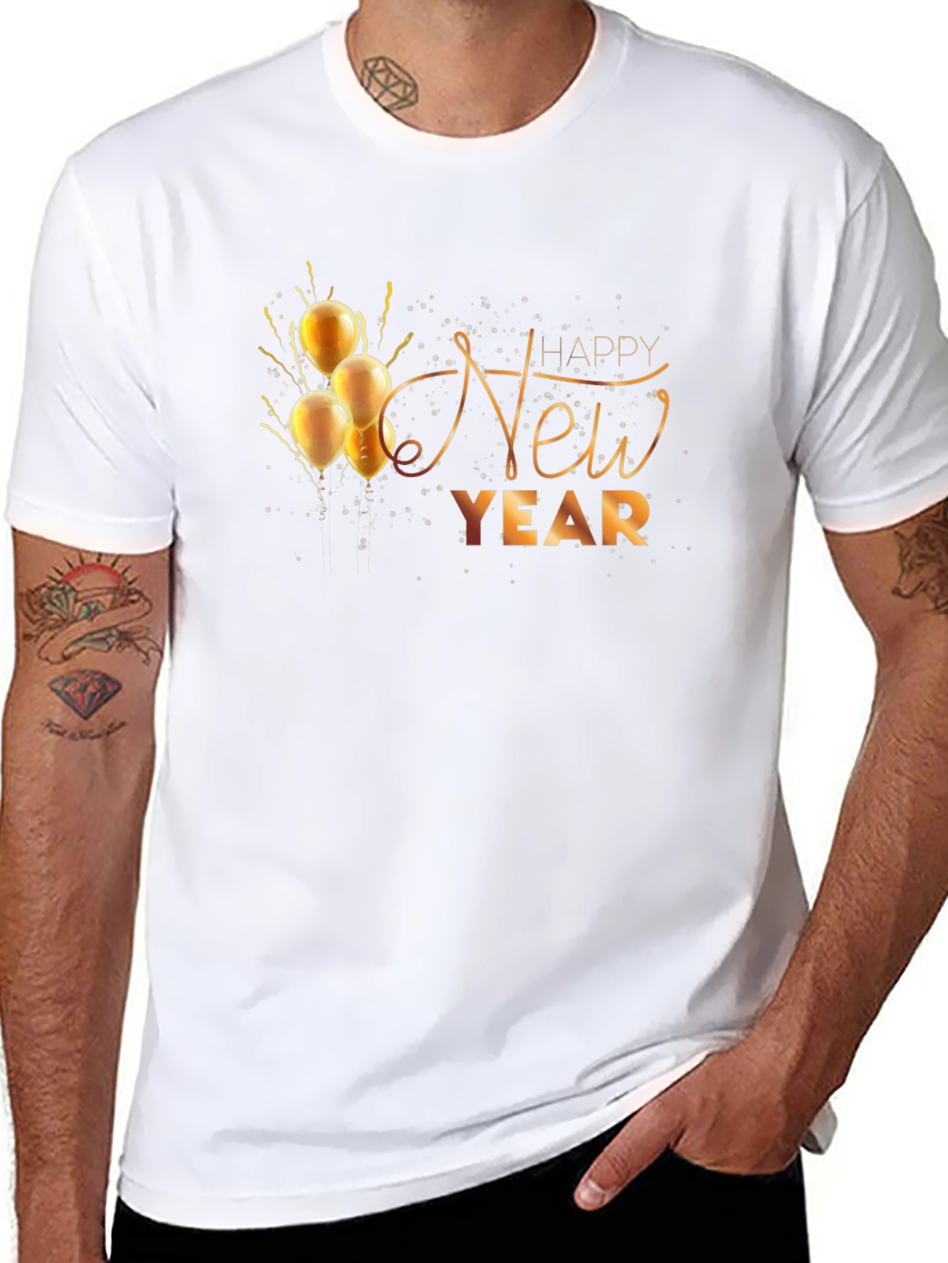 Happy New Year Black Graphic Tee
