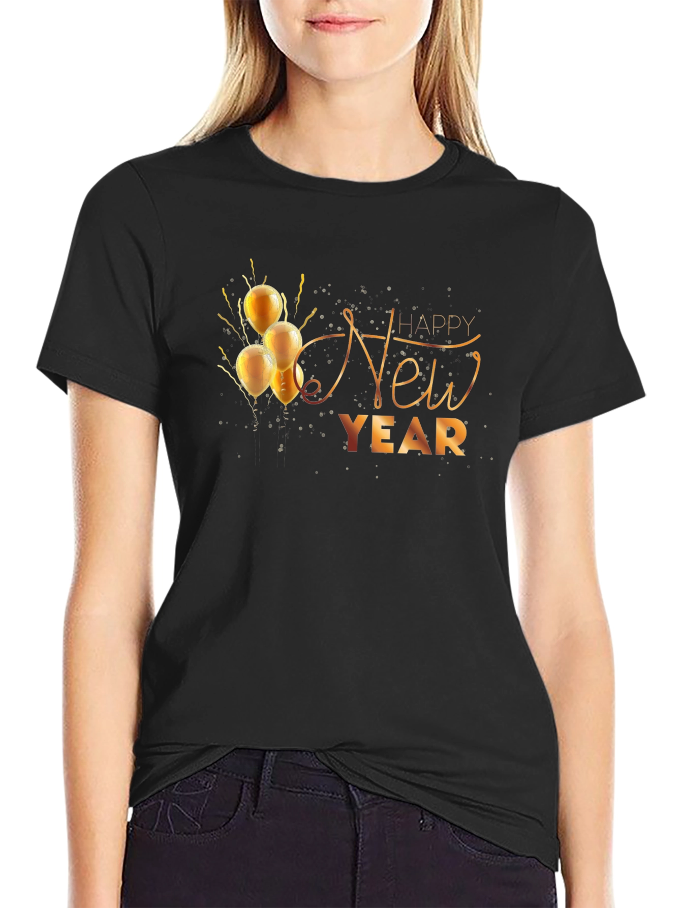 Happy New Year Black Graphic Tee