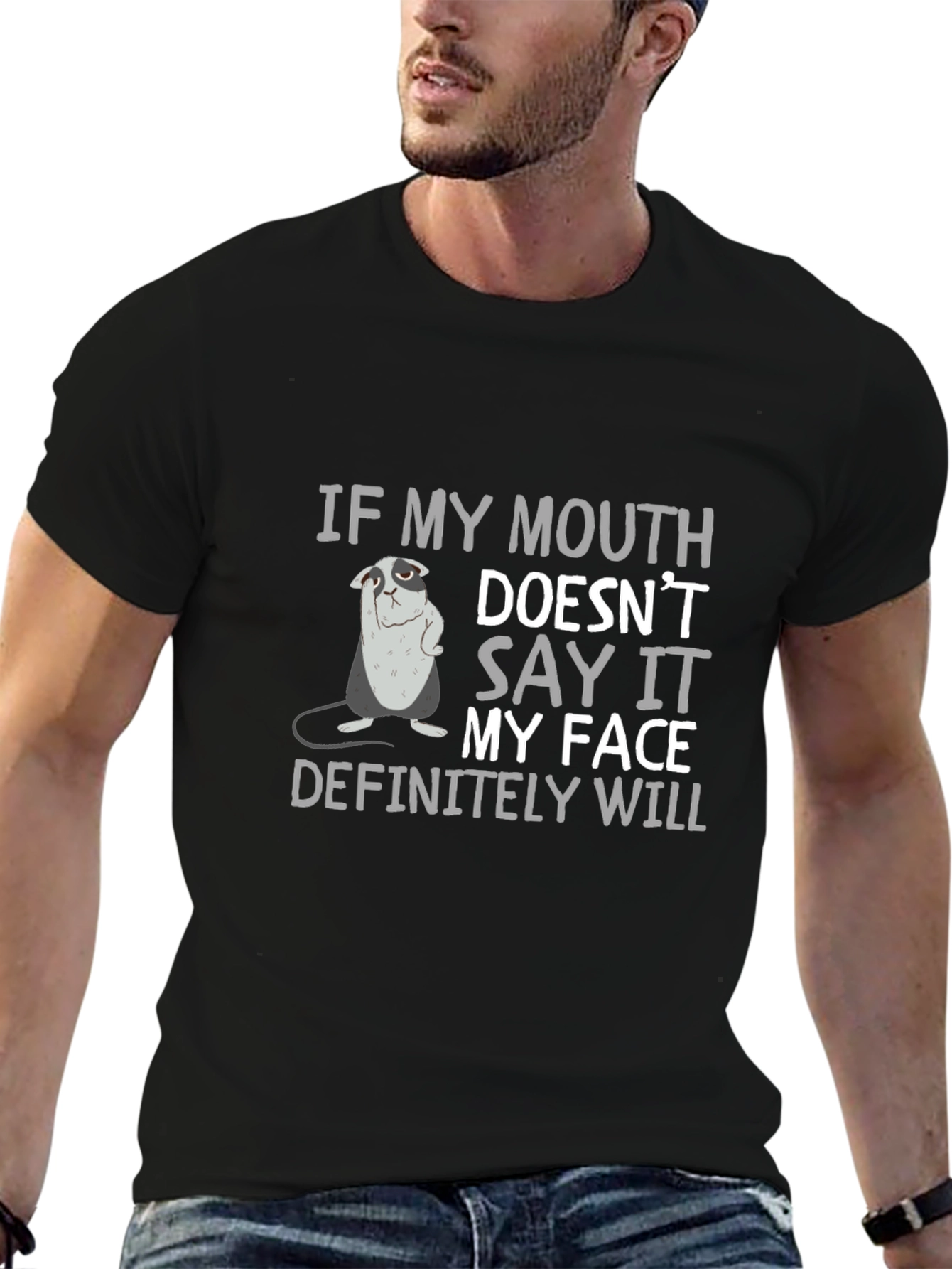 Sarcastic Bulldog Graphic Print Crew Neck T-Shirt