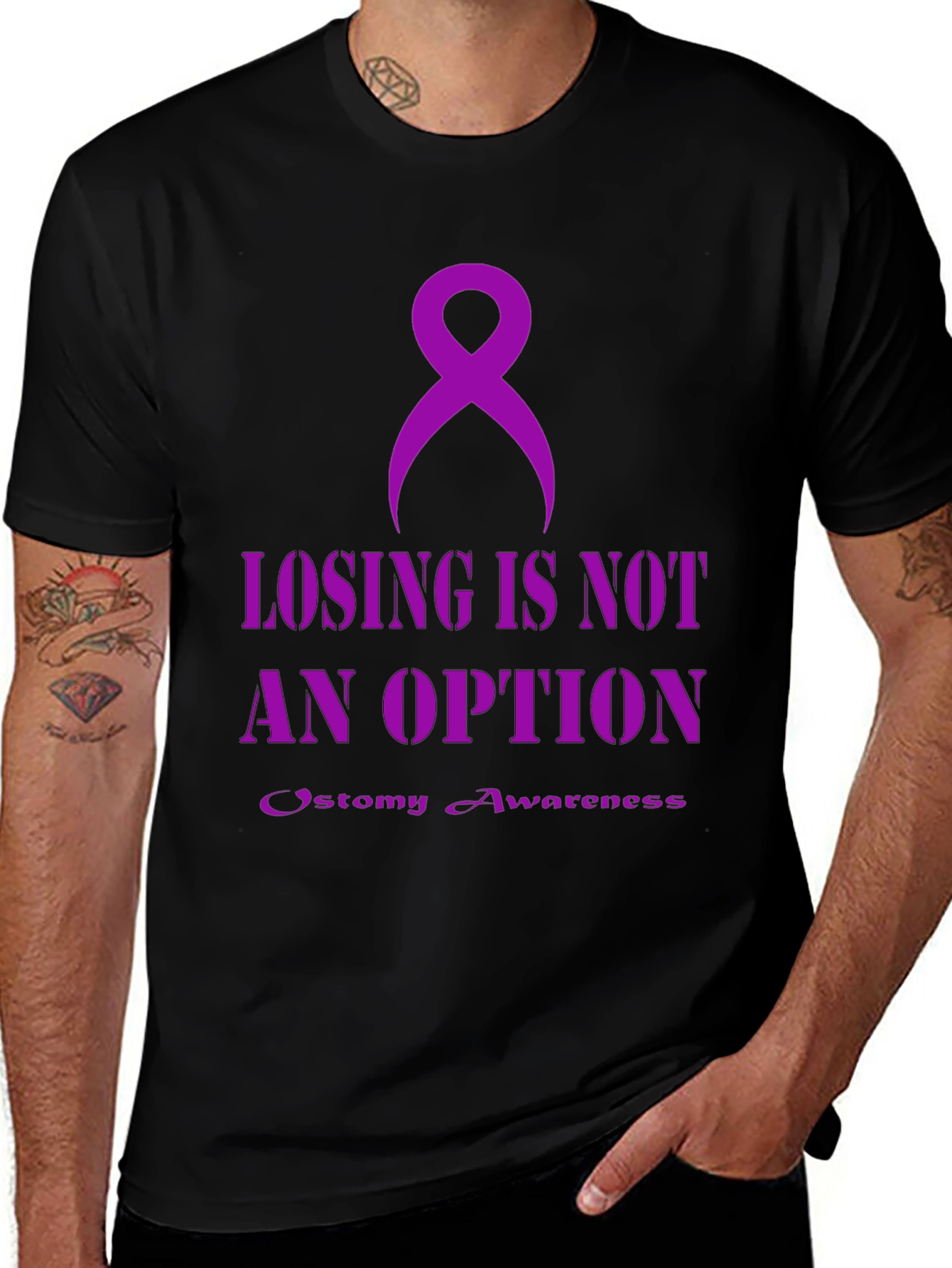 Ostomy Awareness T-Shirt - Losing is Not an Option