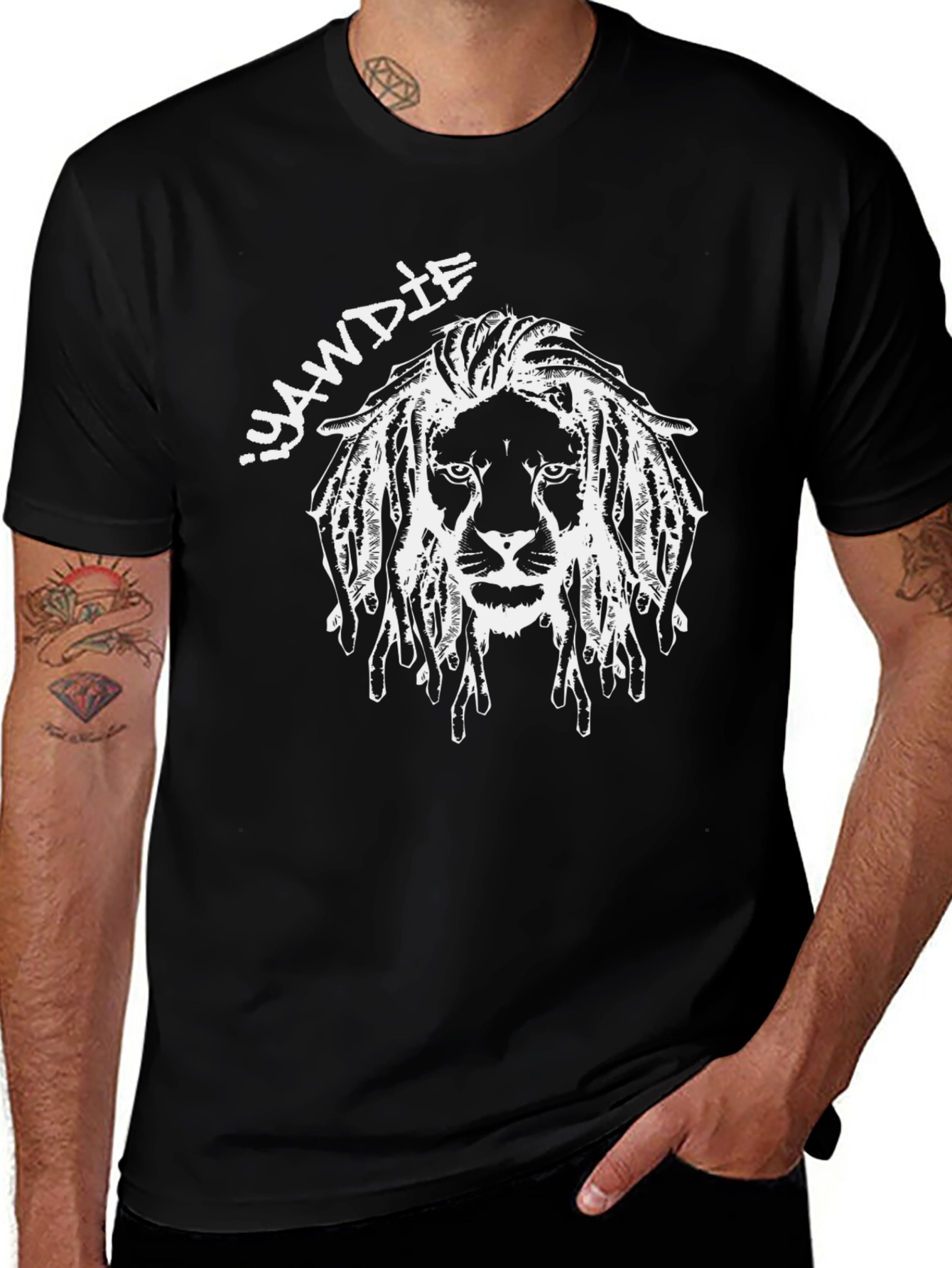 Iyawdie Lion Graphic Tee - Black Cotton Blend