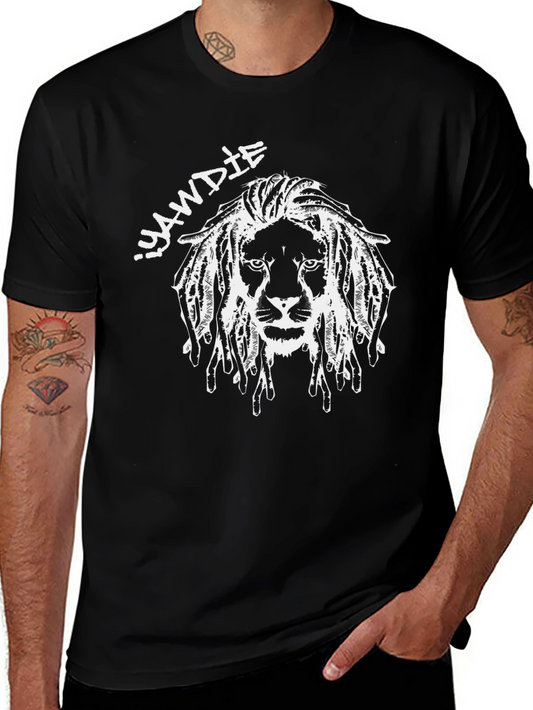 Iyawdie Lion Graphic Tee - Black Cotton Blend