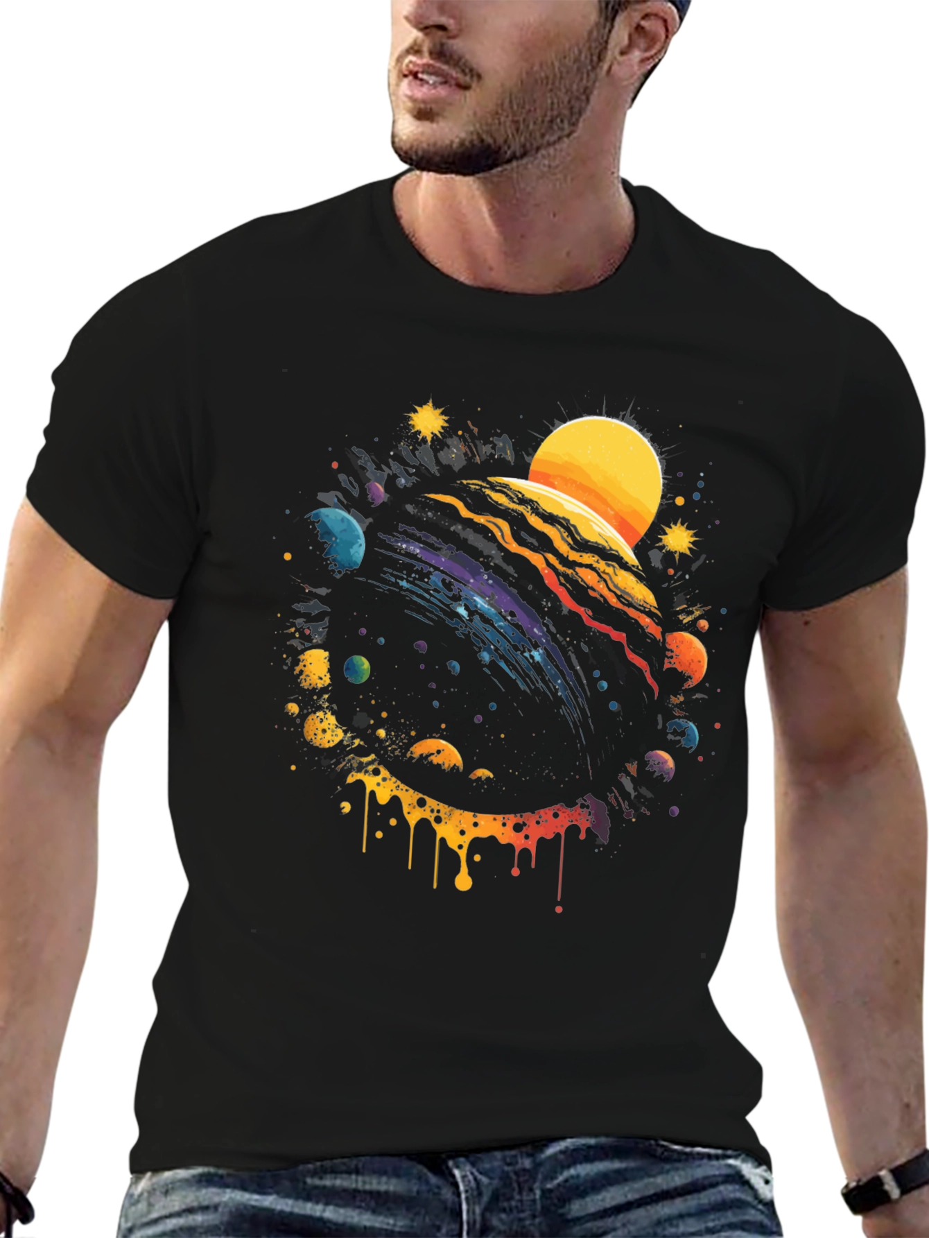 Cosmic Planet Black Graphic Tee