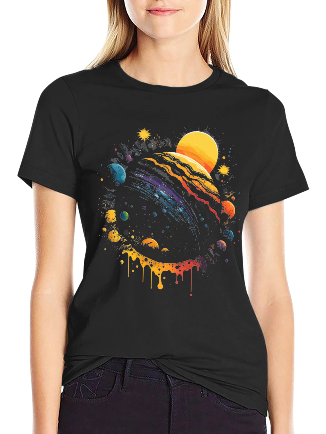 Cosmic Planet Black Graphic Tee
