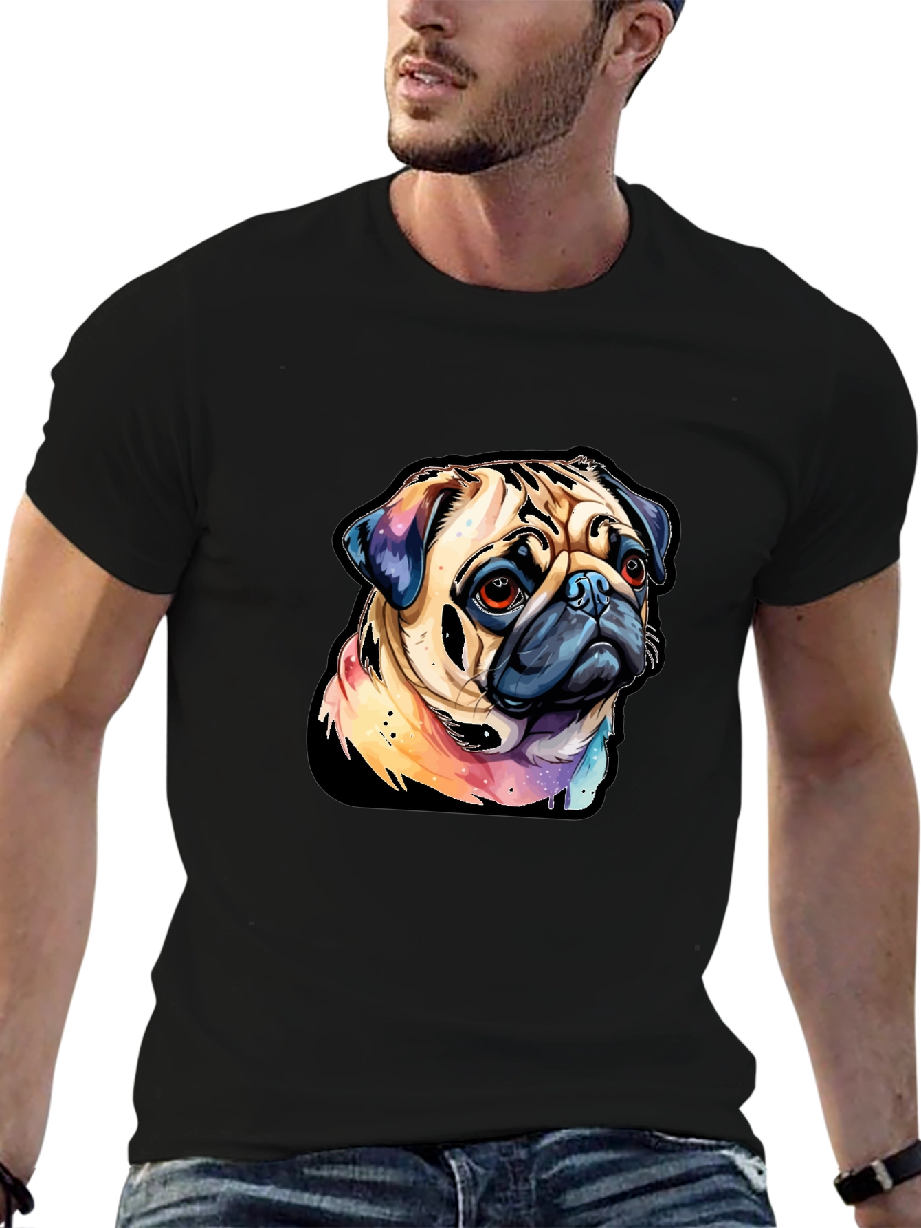 Pug Graphic Black T-Shirt
