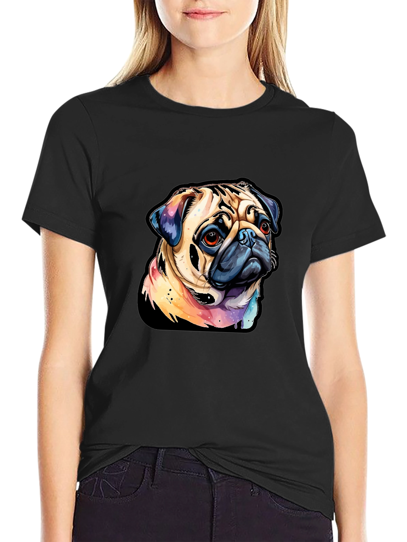 Pug Graphic Black T-Shirt