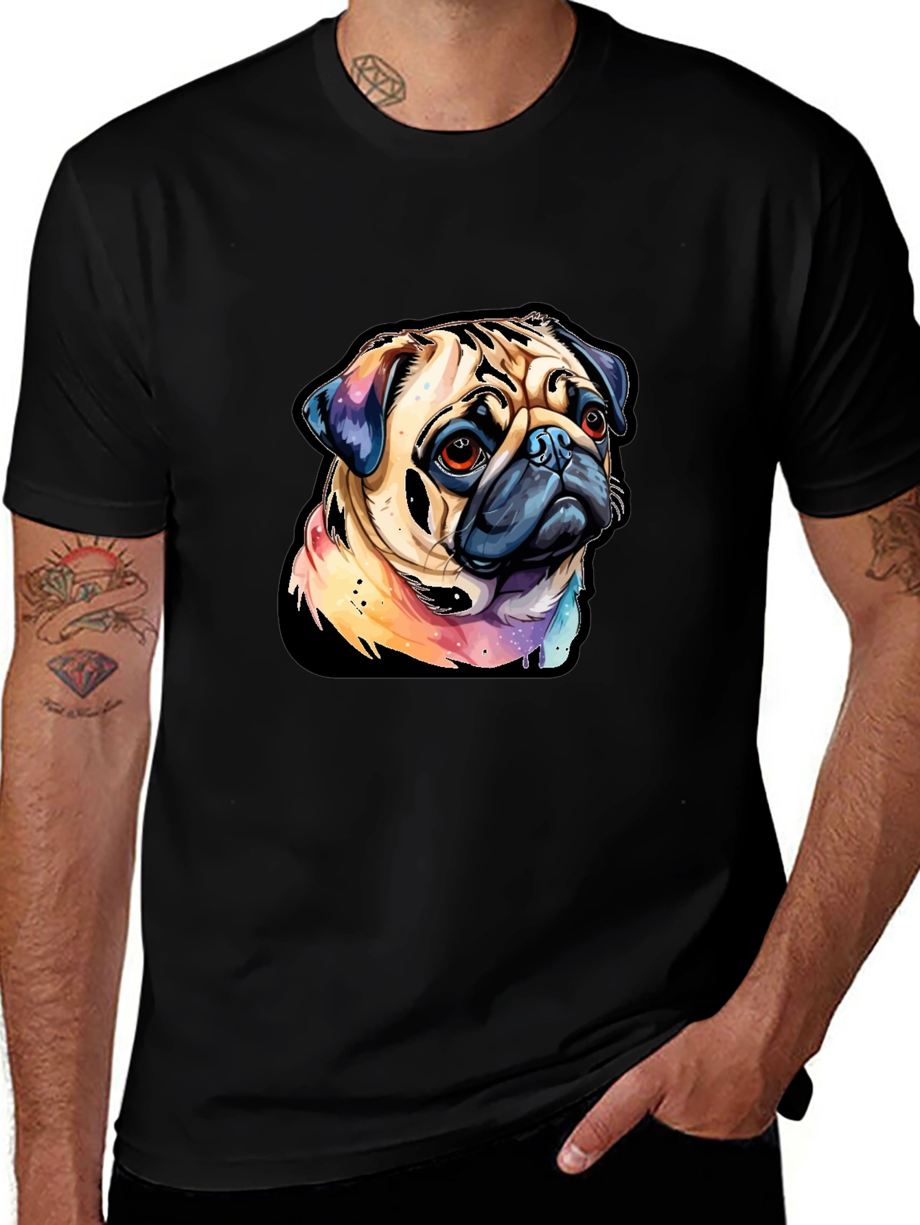 Pug Graphic Black T-Shirt