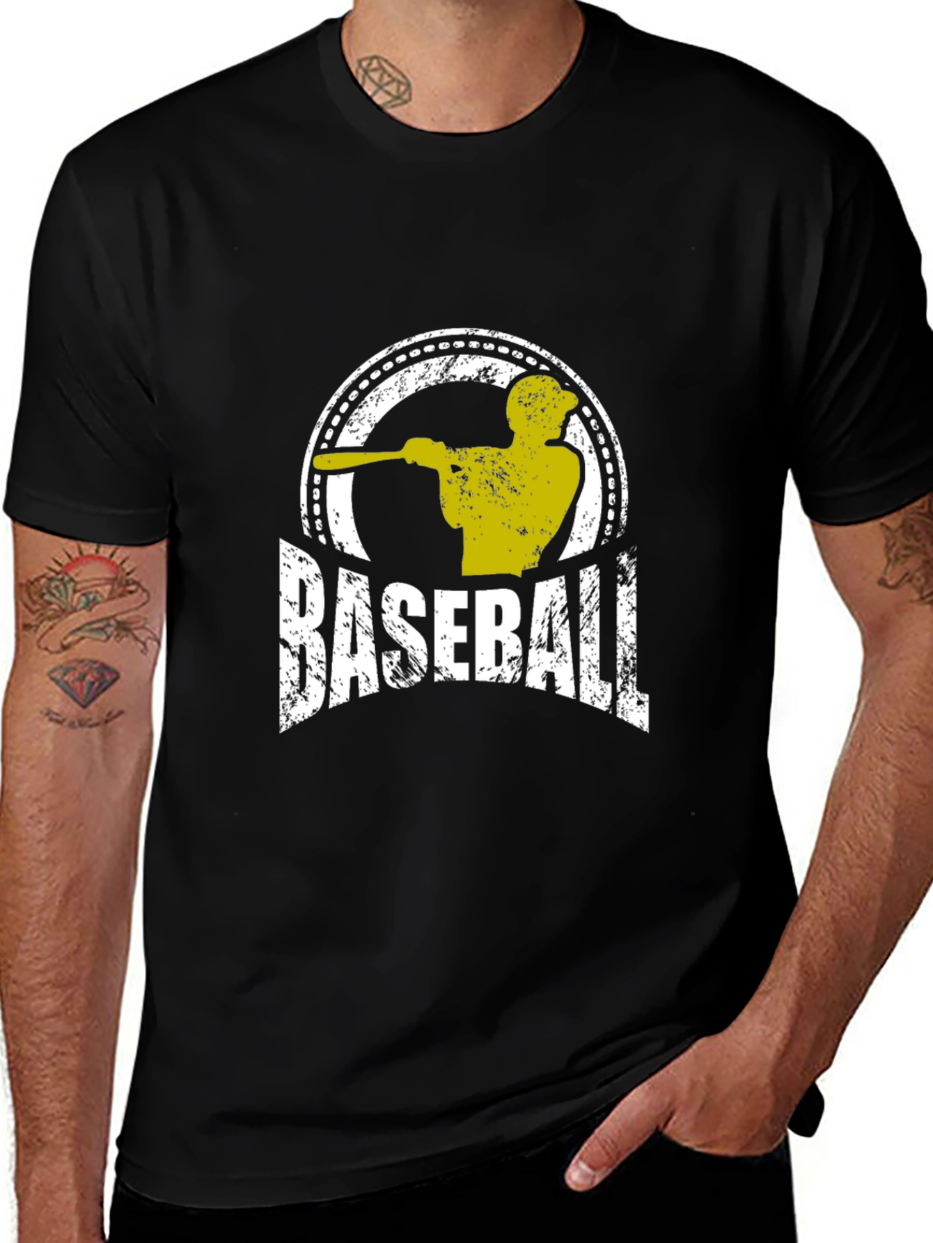 Baseball Graphic T-Shirt - Black Cotton Tee