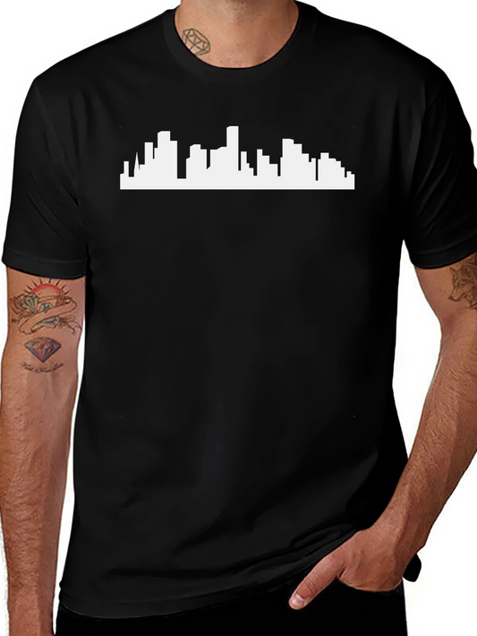 Cityscape Silhouette Graphic Tee - Black