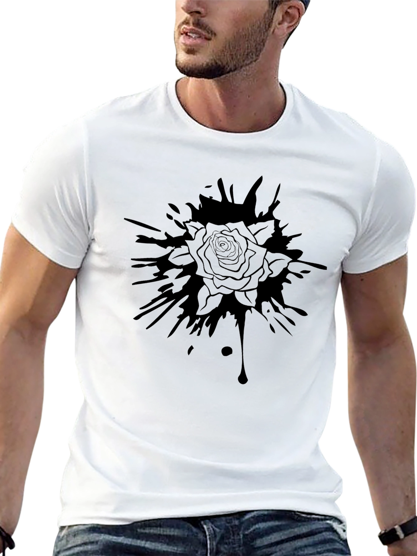Black Rose Splash Graphic Tee