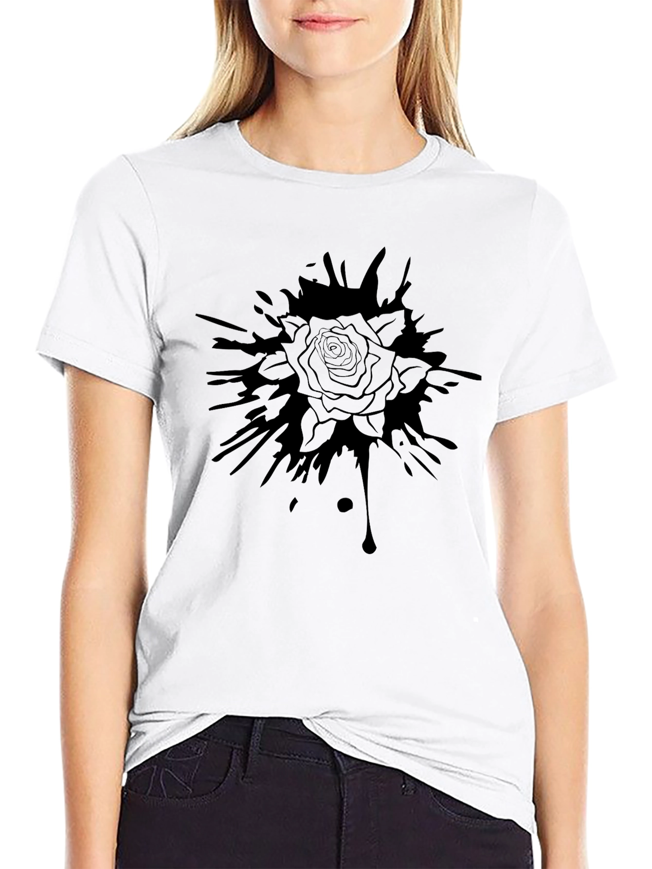 Black Rose Splash Graphic Tee