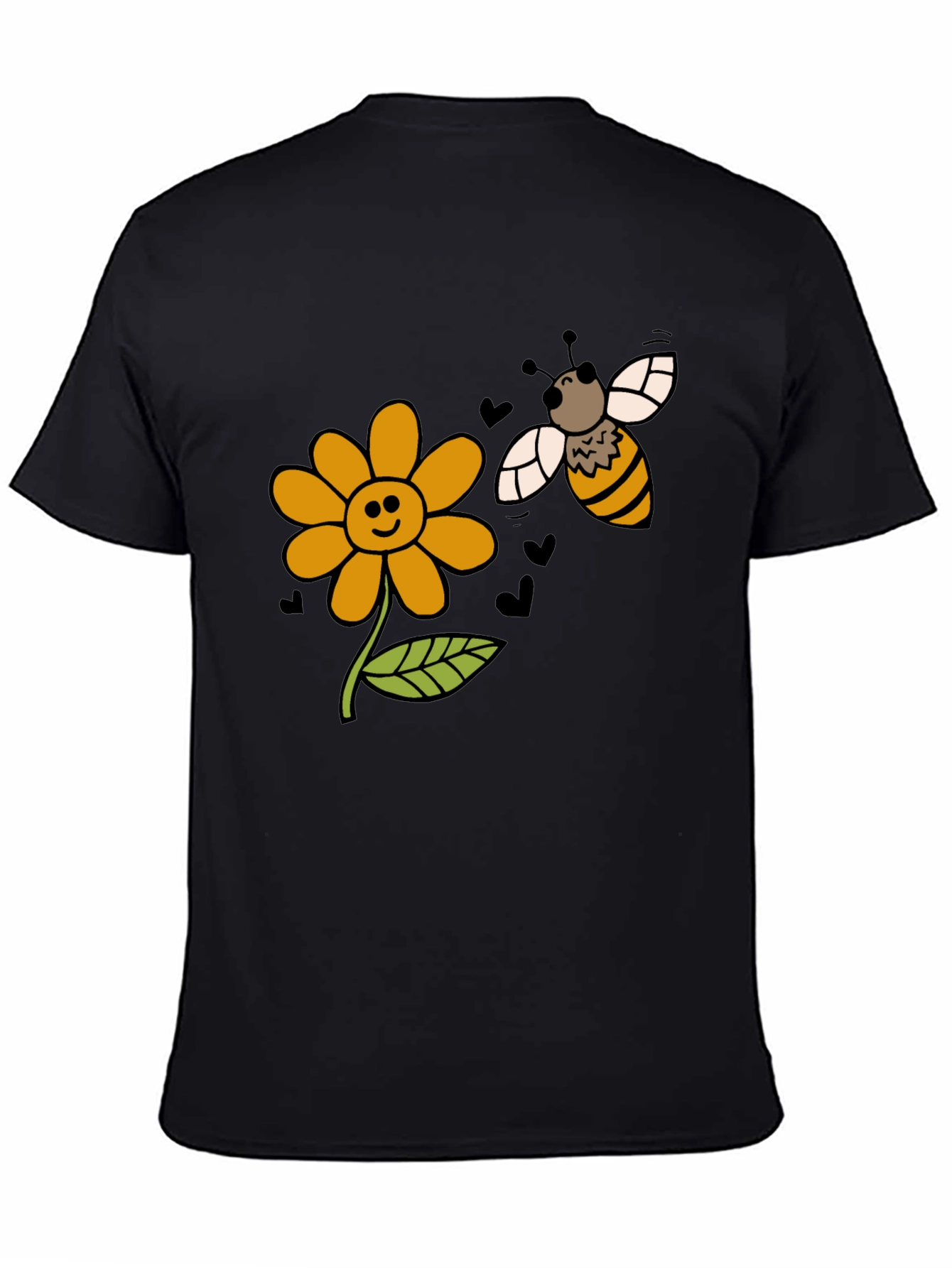 Cheerful Bee & Flower Graphic T-Shirt