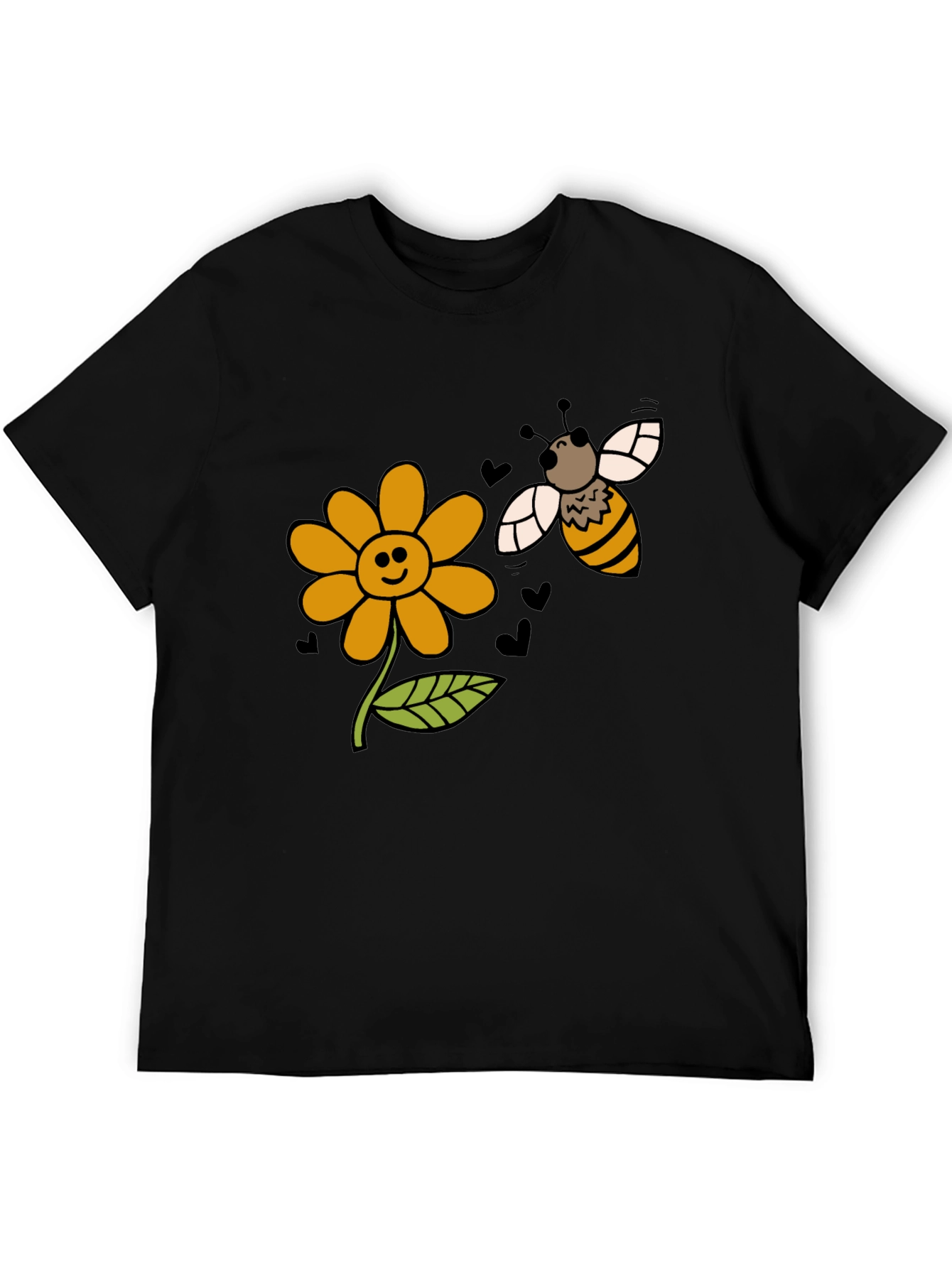 Cheerful Bee & Flower Graphic T-Shirt