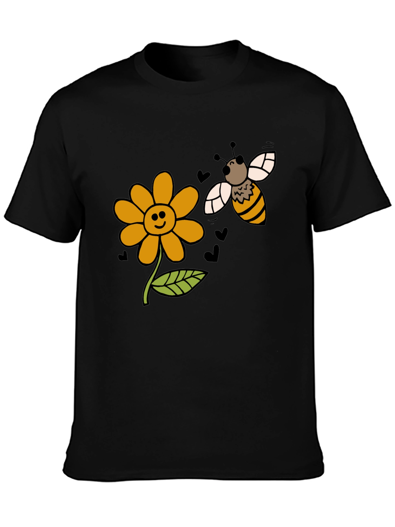 Cheerful Bee & Flower Graphic T-Shirt