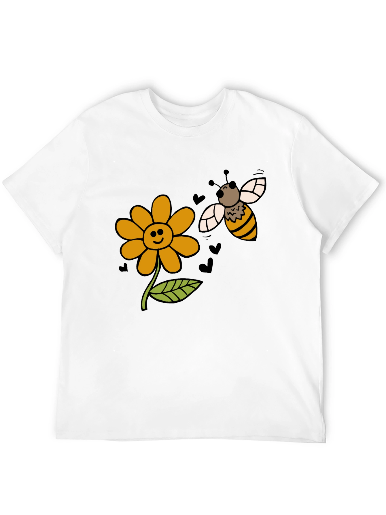 Cheerful Bee & Flower Graphic T-Shirt